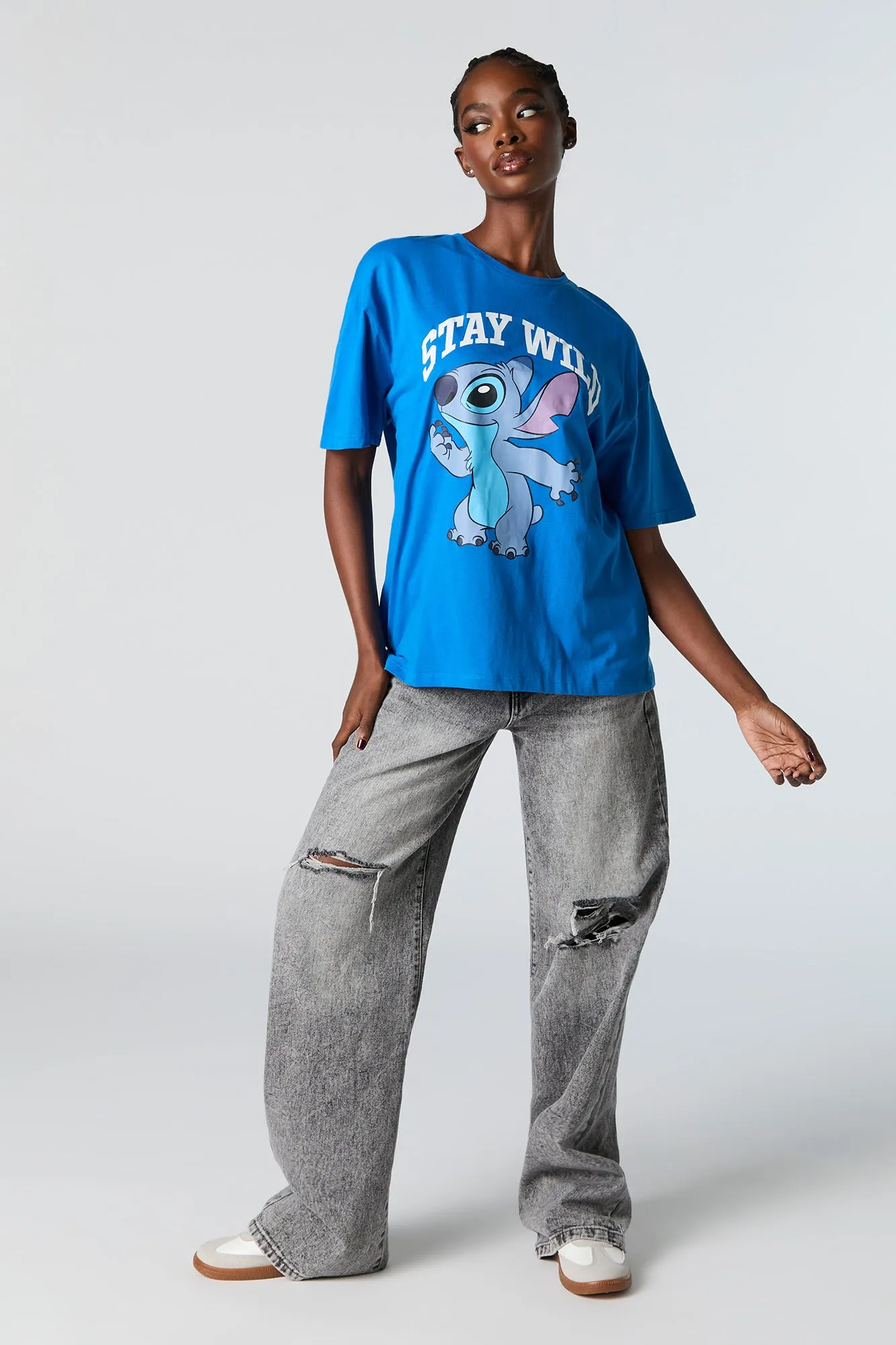Stitch Stay Wild Graphic Boyfriend T-Shirt sold by Charlotte Russe product image thumbnail 2