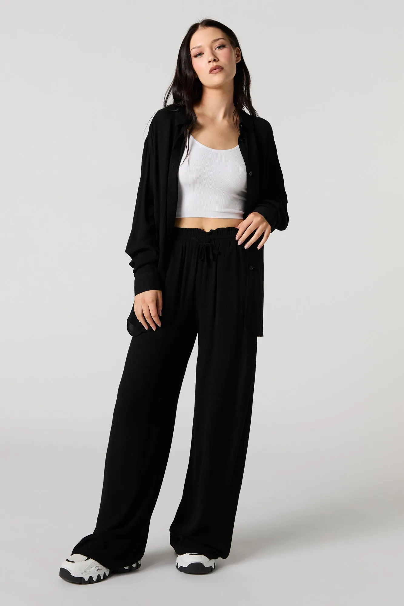 Textured Drawstring Flowy Pant sold by Charlotte Russe product image thumbnail 5