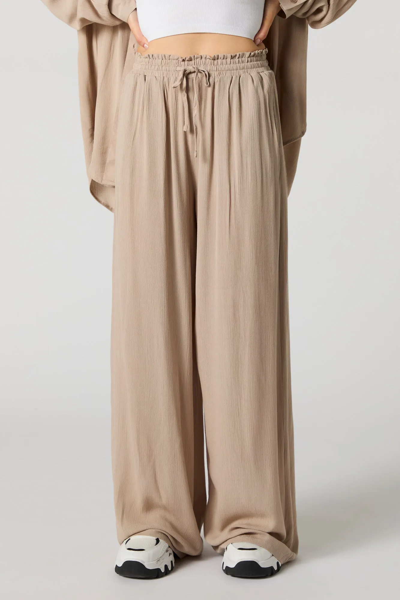 Textured Drawstring Flowy Pant sold by Charlotte Russe product image thumbnail 2