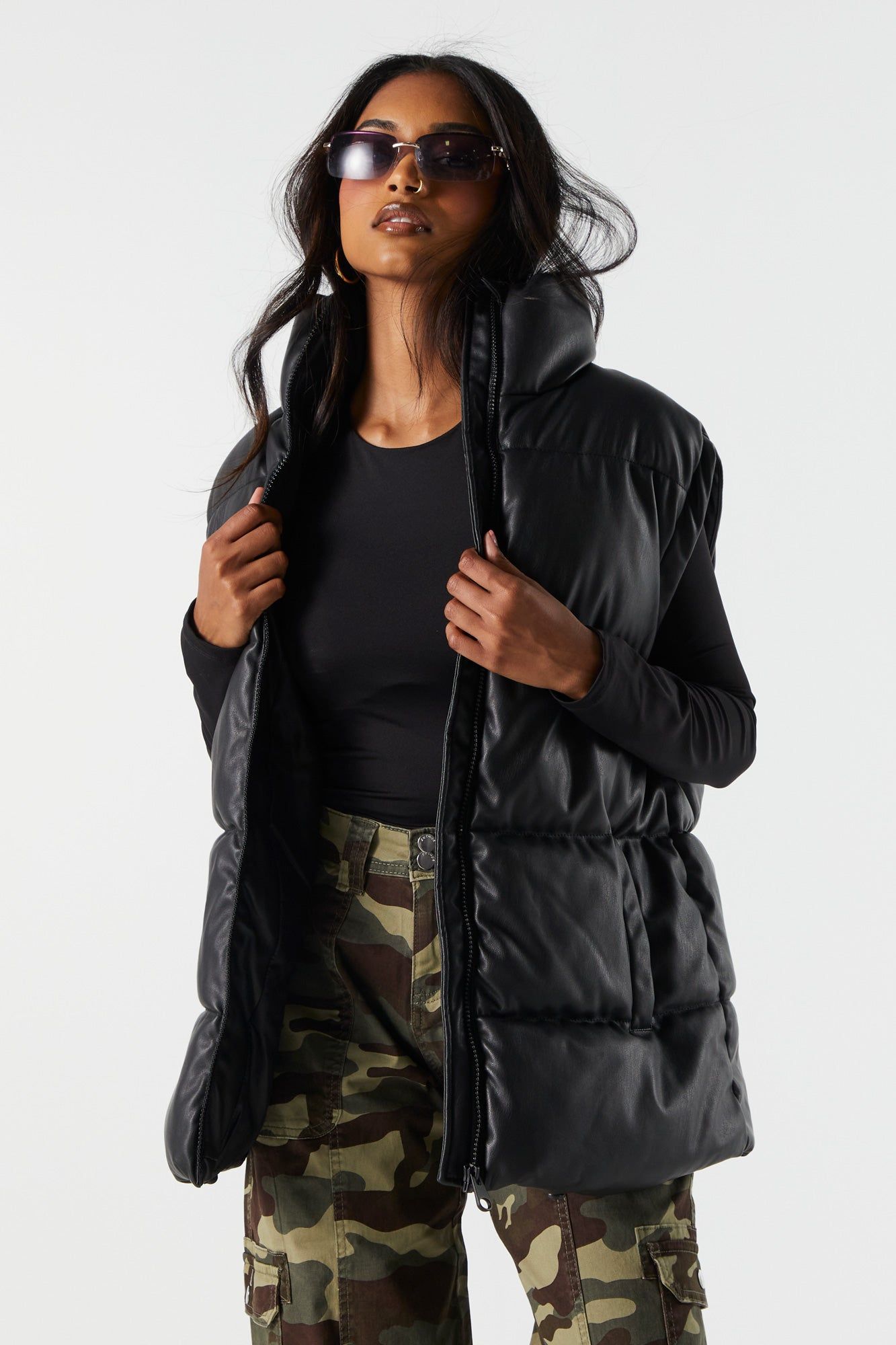 Faux Leather Oversized Puffer Vest sold by Charlotte Russe