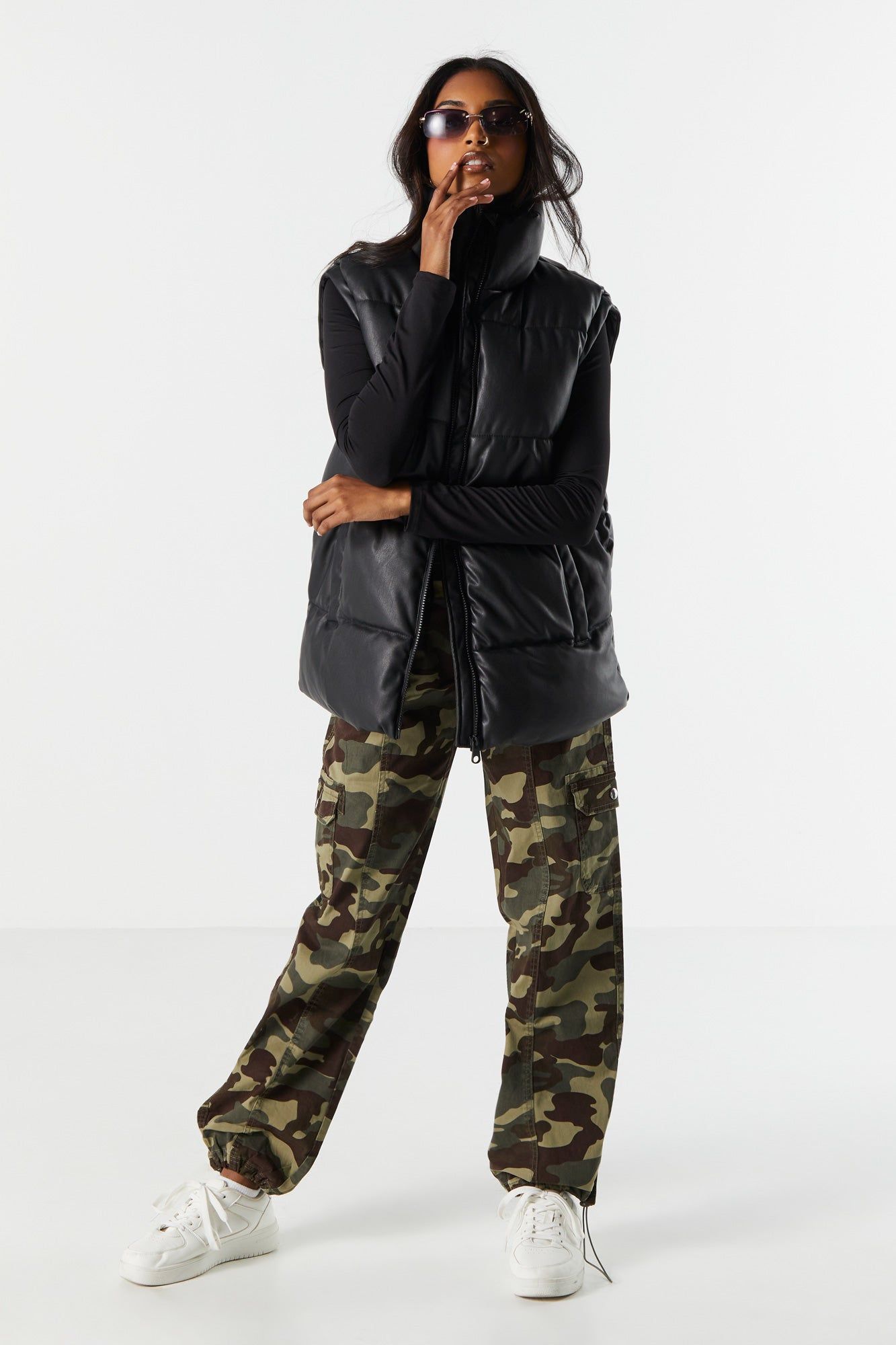 Faux Leather Oversized Puffer Vest sold by Charlotte Russe product image thumbnail 3