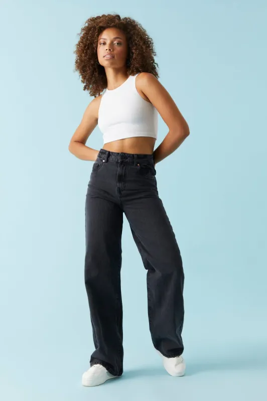 Refuge Black Wash Wide Leg Jean sold by Charlotte Russe