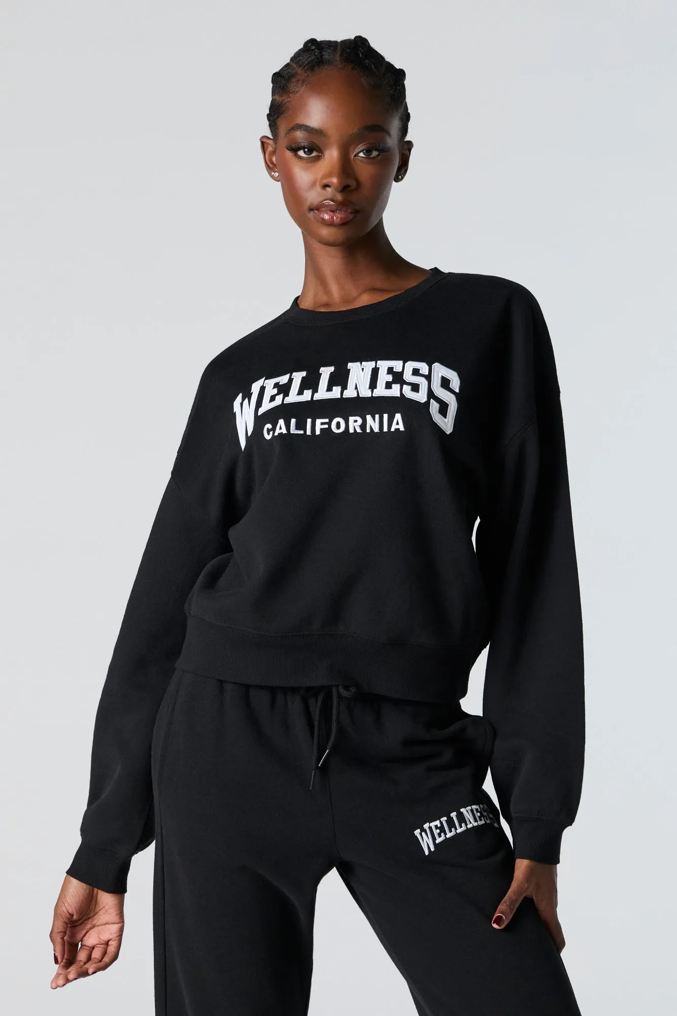 Destination Twill Embroidered Fleece Sweatshirt sold by Charlotte Russe product image thumbnail 4