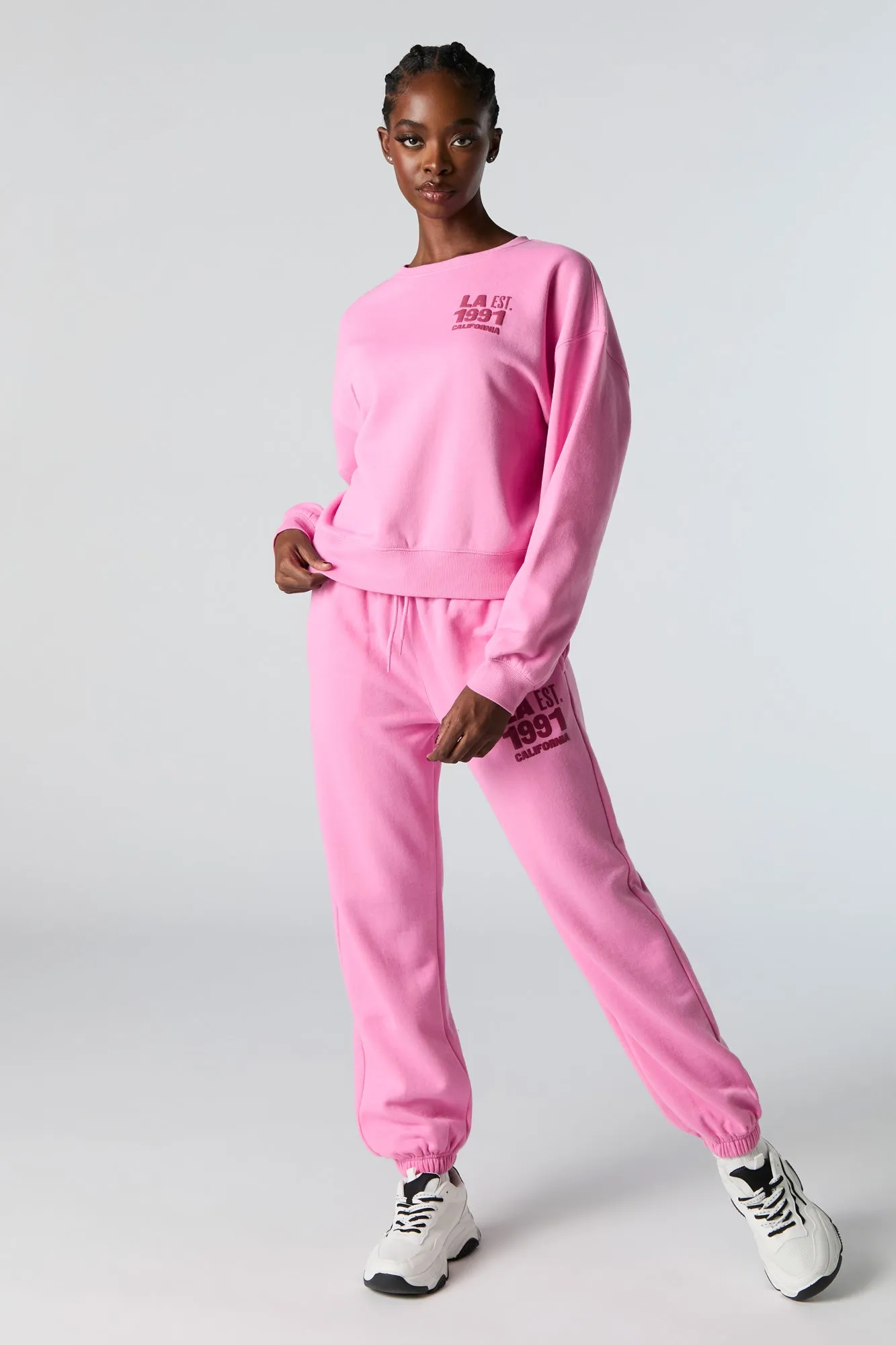 Destination Twill Embroidered Fleece Sweatshirt sold by Charlotte Russe product image thumbnail 3