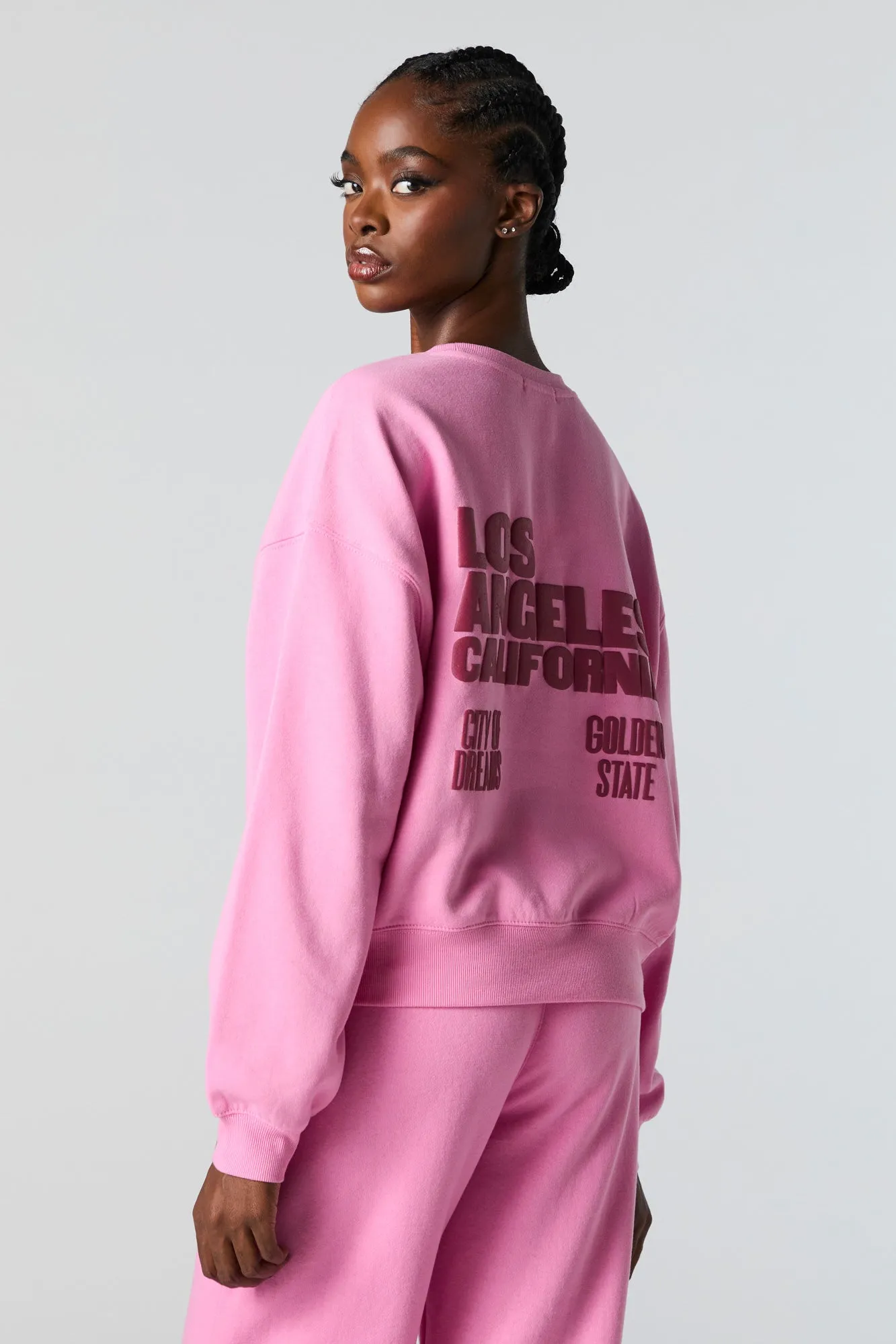 Destination Twill Embroidered Fleece Sweatshirt sold by Charlotte Russe product image thumbnail 2