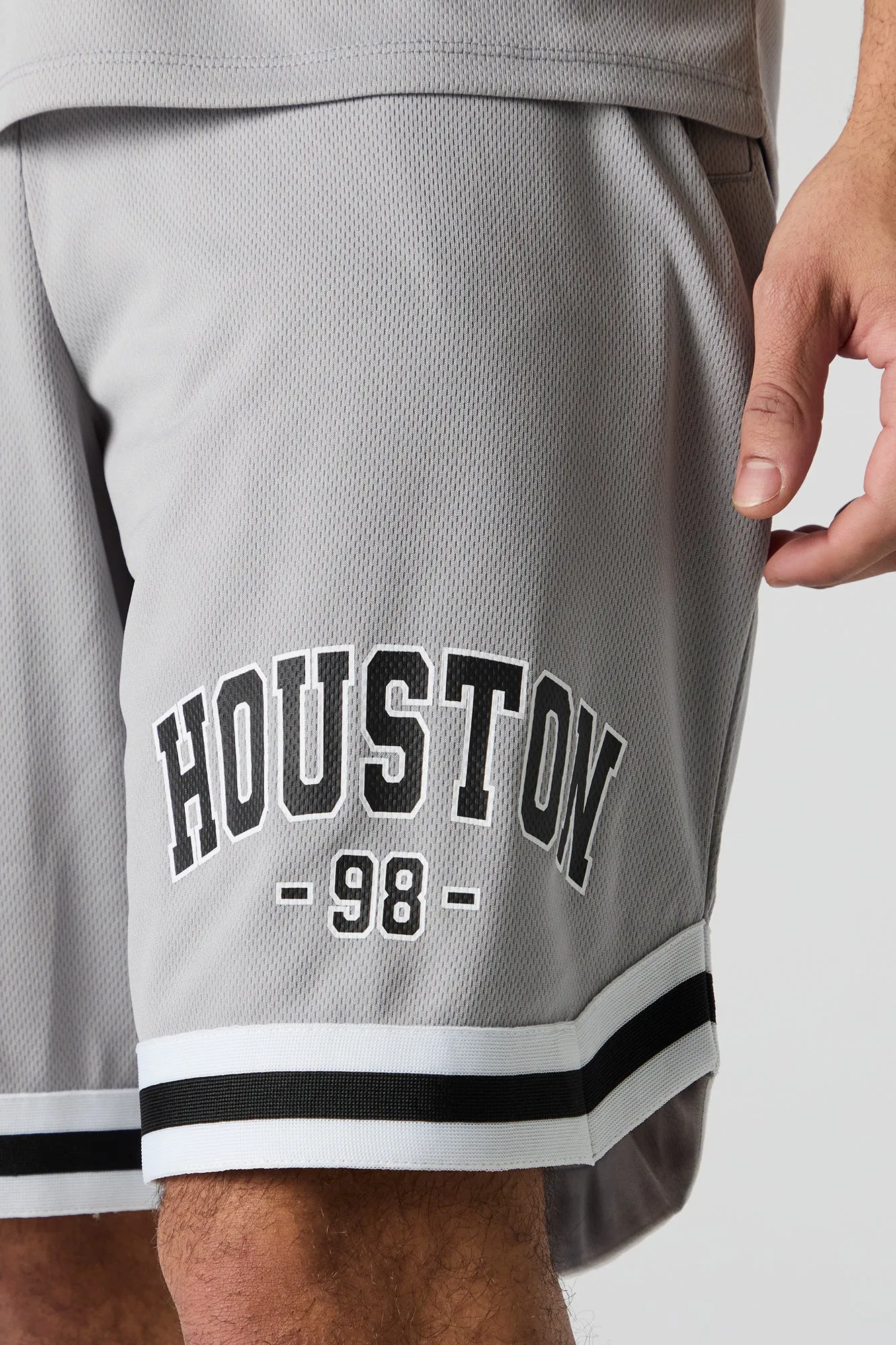 Houston Graphic Mesh Basketball Short sold by Charlotte Russe product image thumbnail 4