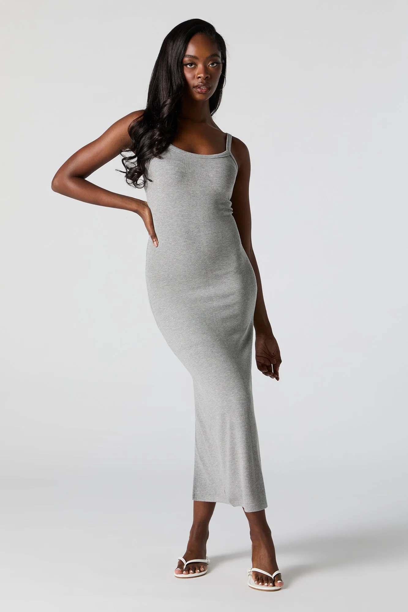 Ribbed Slit Back Bodycon Midi Dress sold by Charlotte Russe product image thumbnail 4