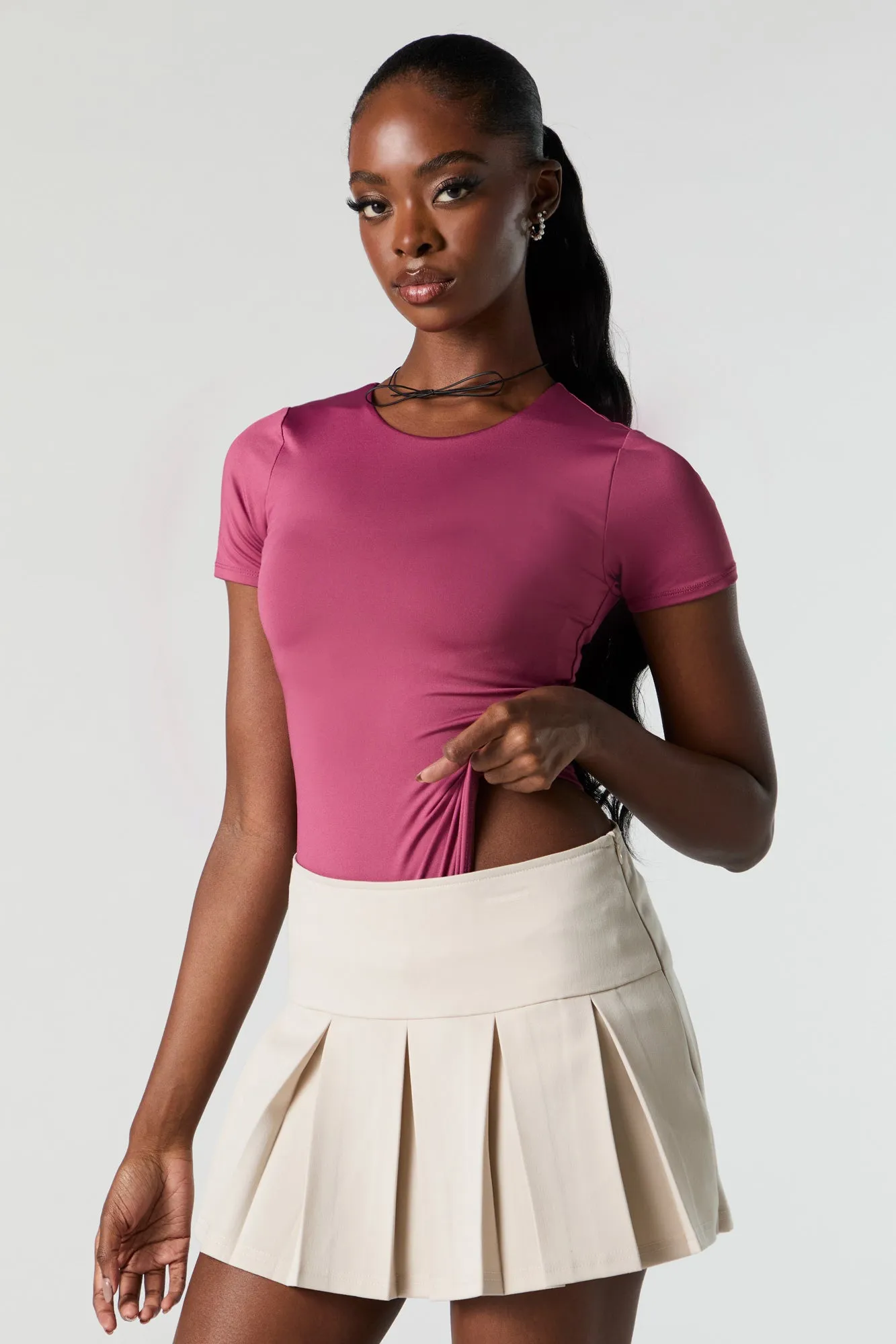 Contour Round Neck T-Shirt Bodysuit sold by Charlotte Russe product image thumbnail 2