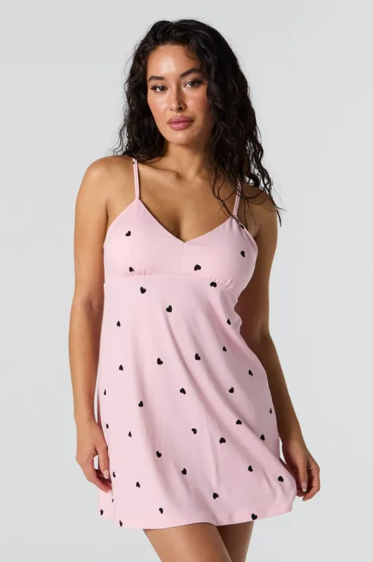 Heart Print V-Neck Slip Dress sold by Charlotte Russe