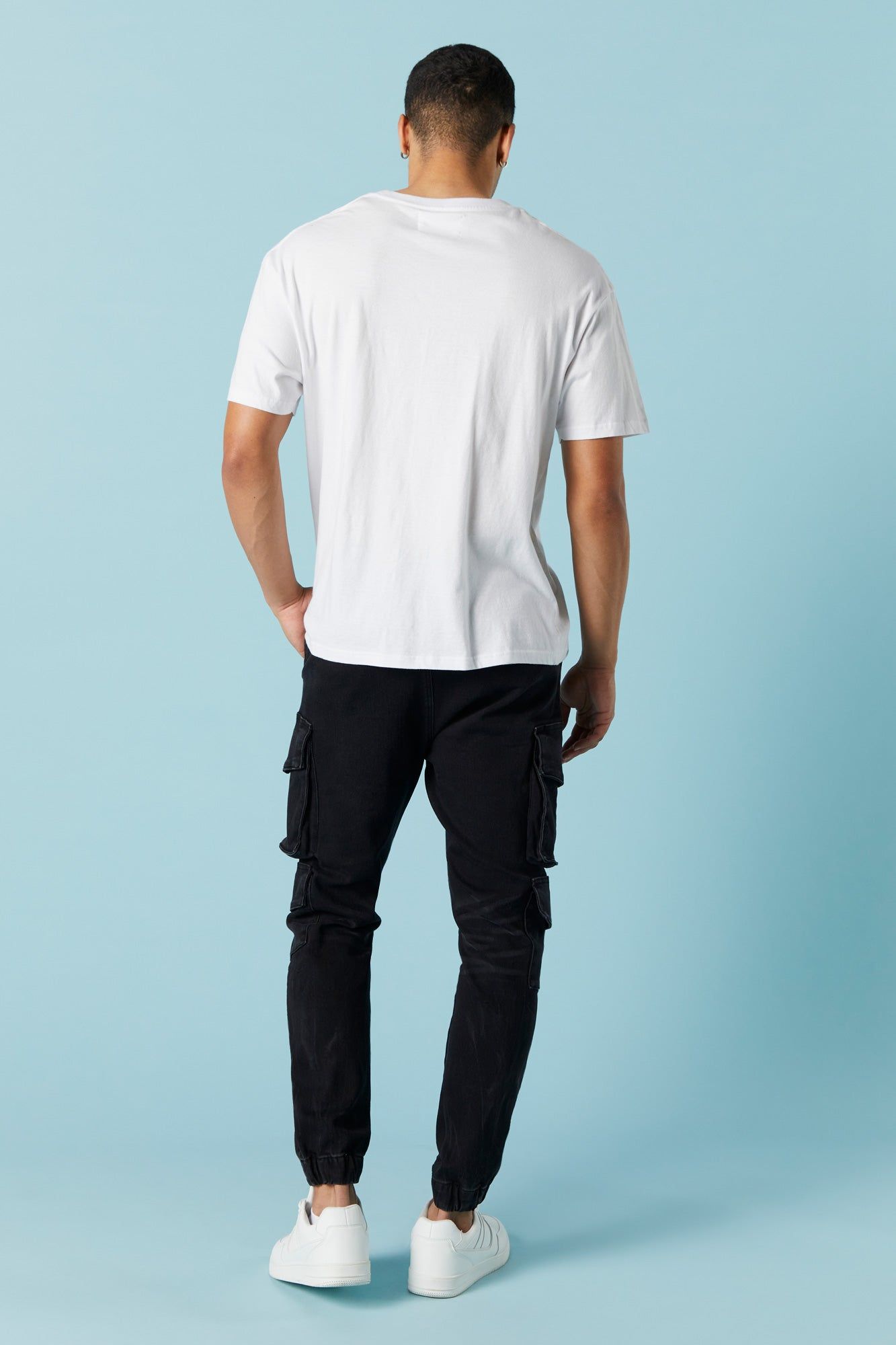 Black Wash Denim Cargo Jogger sold by Charlotte Russe product image thumbnail 6