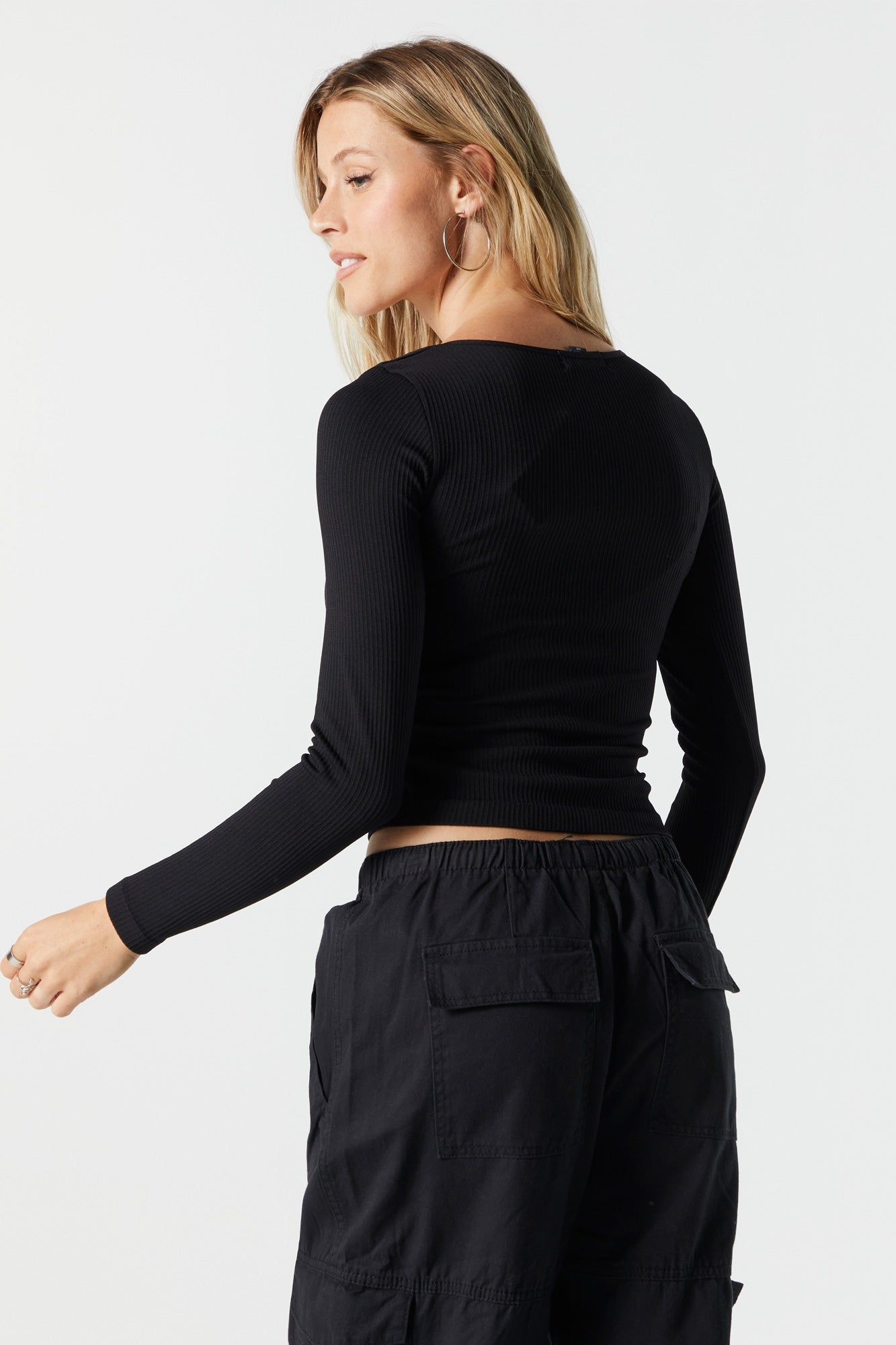 Ribbed Scoop Neck Long Sleeve Top sold by Charlotte Russe product image thumbnail 5