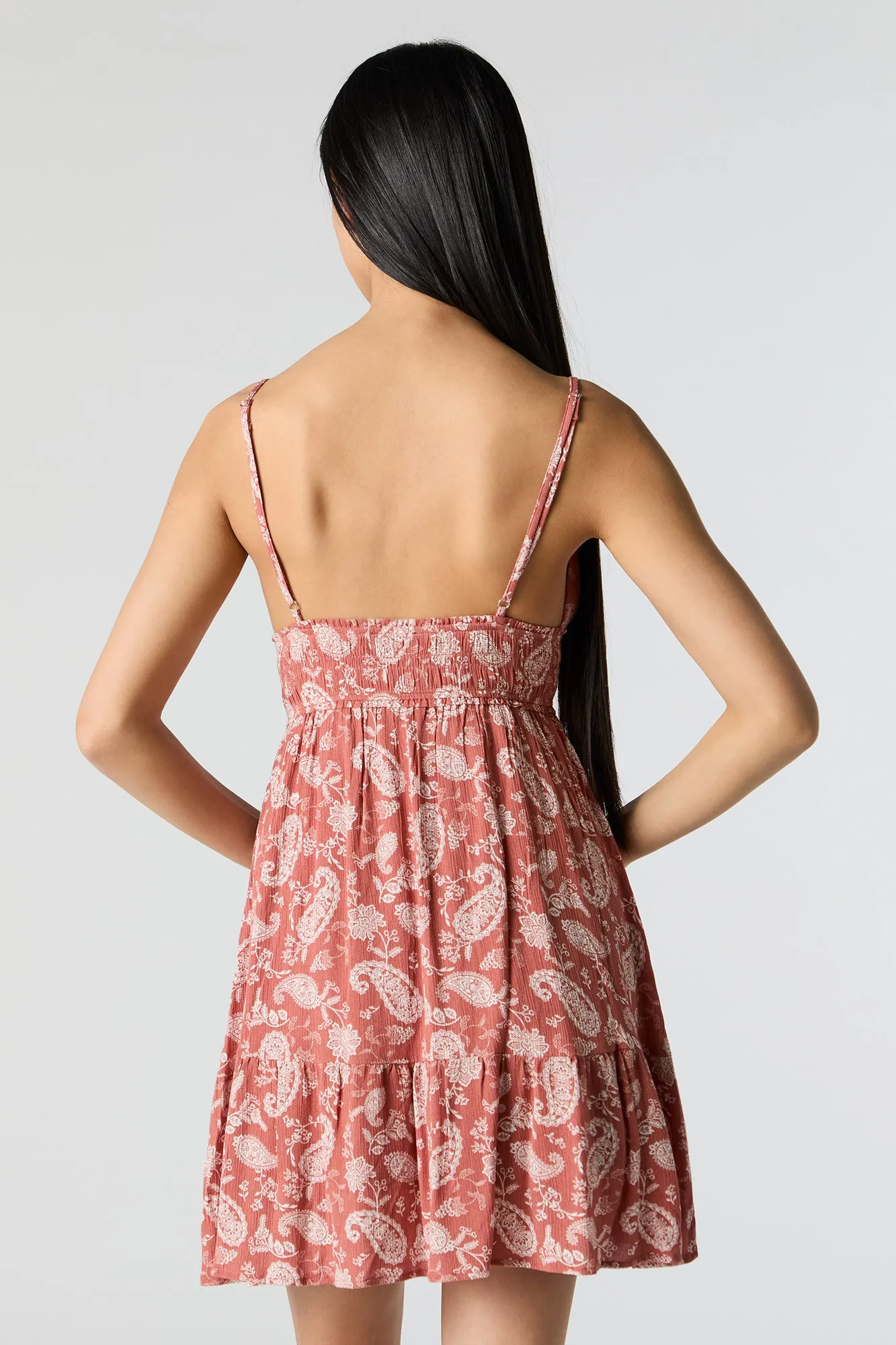 Paisley Print V-Neck Self Tie Mini Dress sold by Charlotte Russe product image thumbnail 2