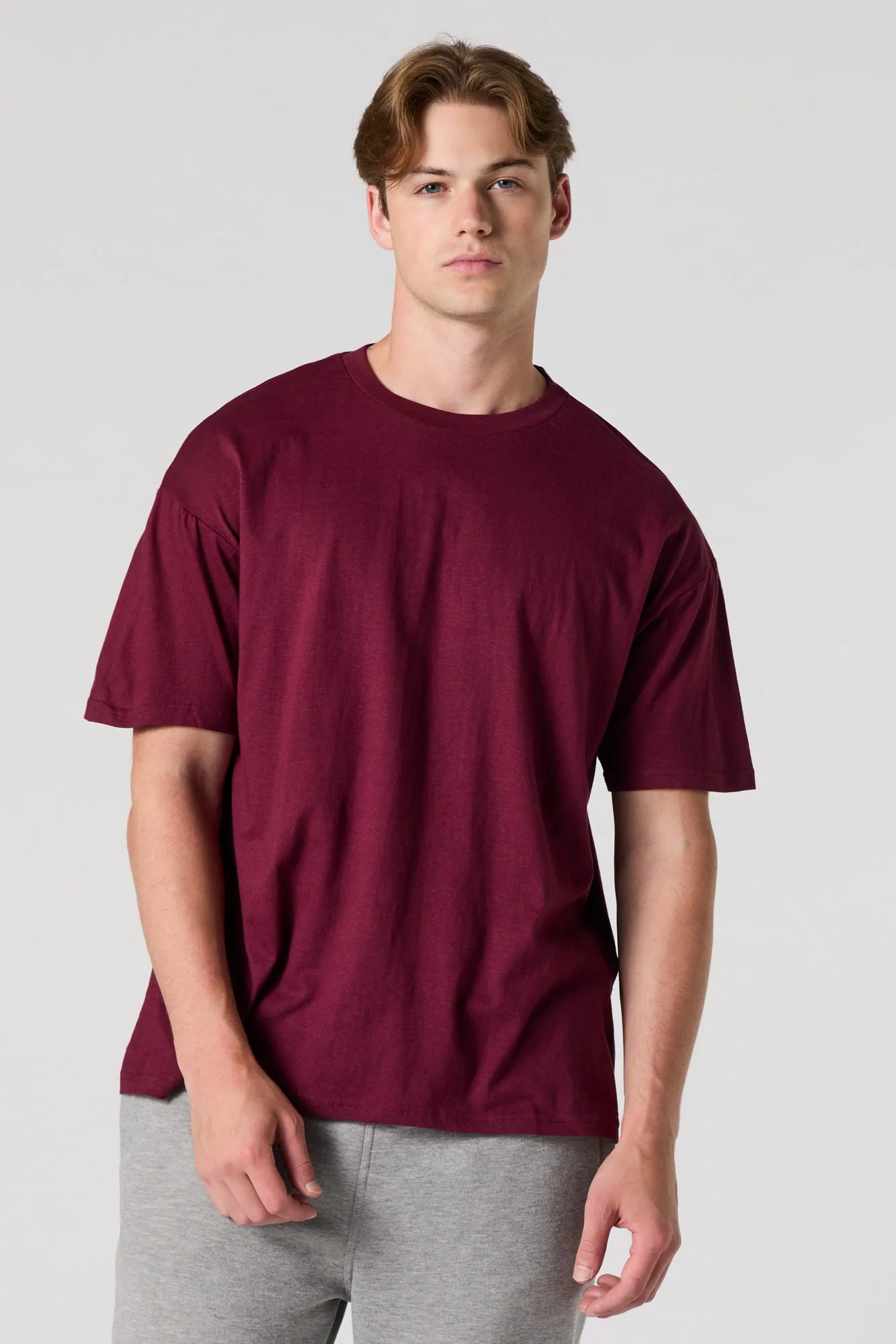 Solid Relaxed Crewneck T-Shirt sold by Charlotte Russe