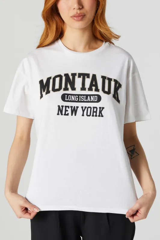 Montauk Long Island Varsity Graphic Boyfriend T-Shirt sold by Charlotte Russe
