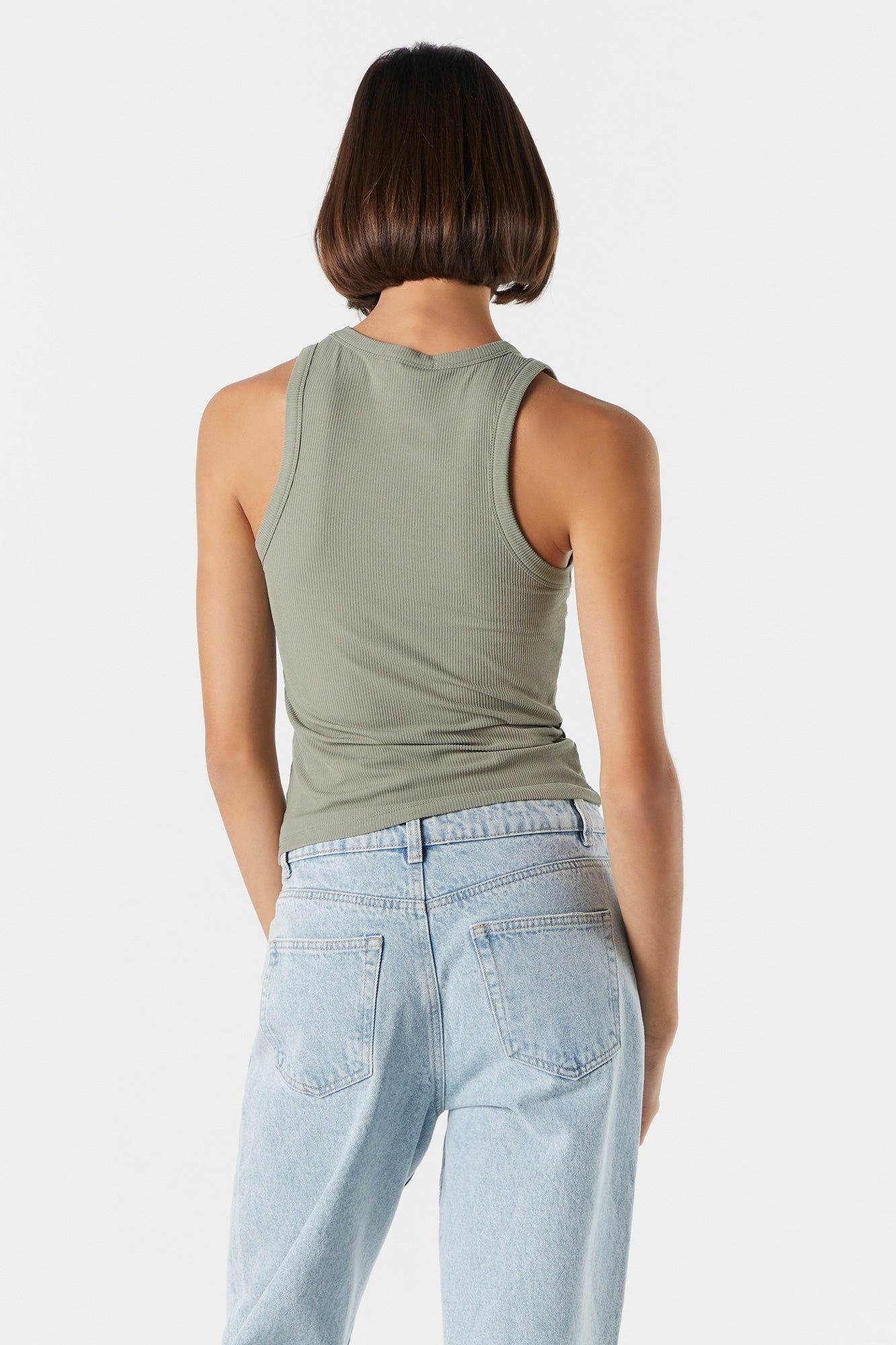 Coloured Ribbed High Neck Tank sold by Charlotte Russe product image thumbnail 5