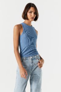 Coloured Ribbed High Neck Tank sold by Charlotte Russe