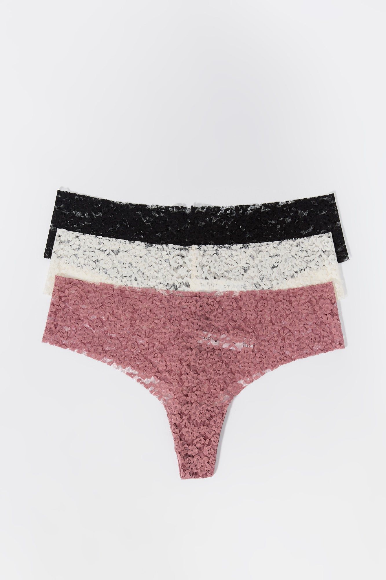 Floral Lace Thong Panty (3 Pack) sold by Charlotte Russe