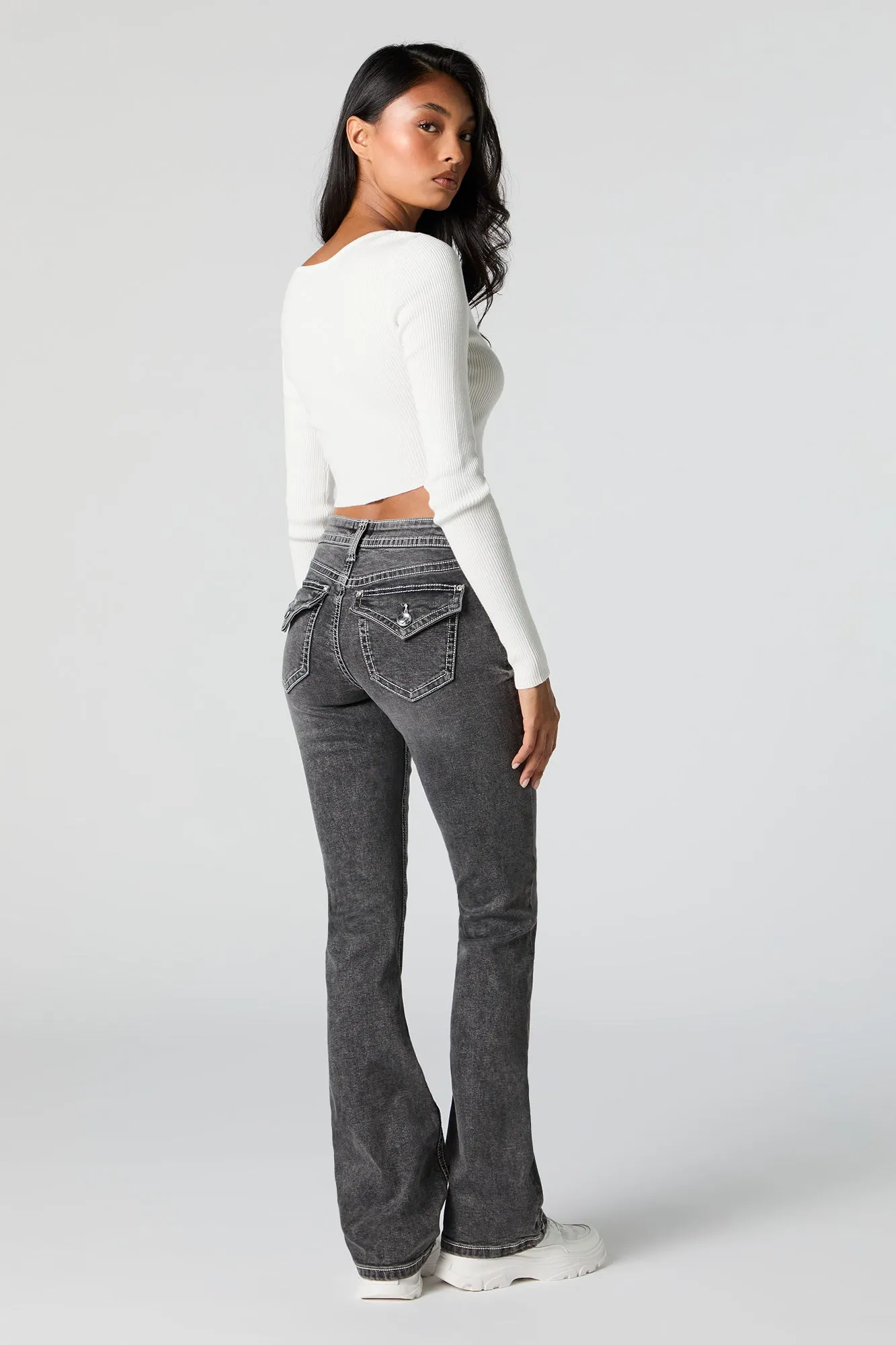 Vintage Wash Saddle Stitch Bootcut Jean sold by Charlotte Russe product image thumbnail 3