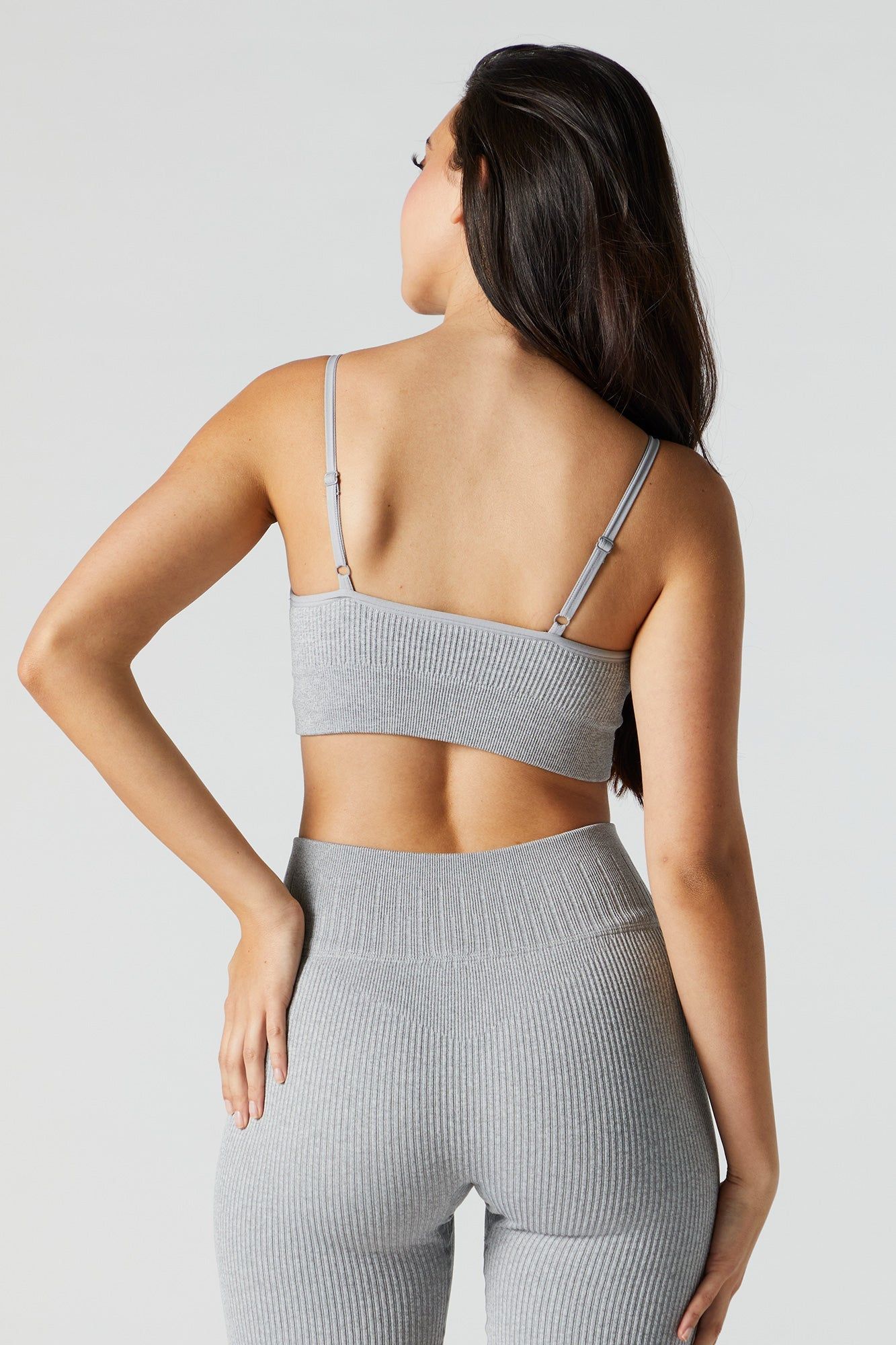 Grey Sommer Ray Active Seamless Ribbed Sports Bra sold by Charlotte Russe product image thumbnail 2