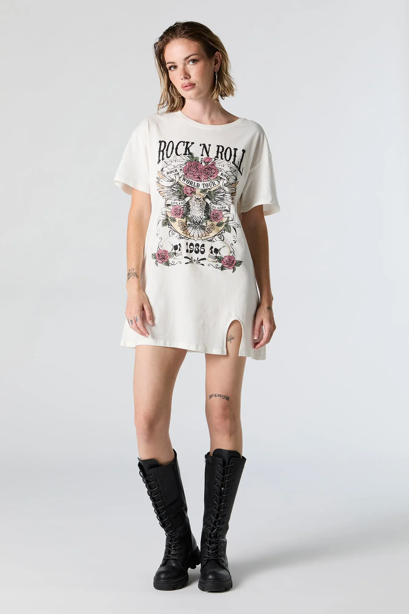 Rock n Roll Graphic T-Shirt Dress sold by Charlotte Russe product image thumbnail 3