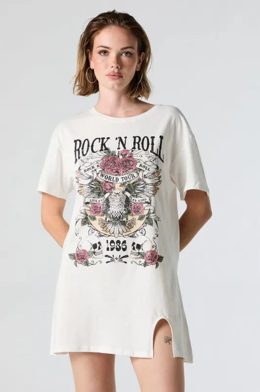 Rock n Roll Graphic T-Shirt Dress sold by Charlotte Russe
