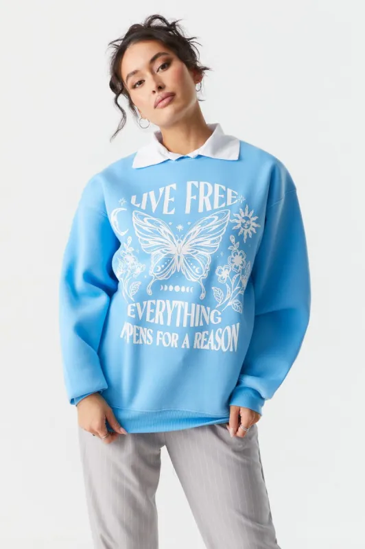 Live Free Graphic Fleece Sweatshirt sold by Charlotte Russe