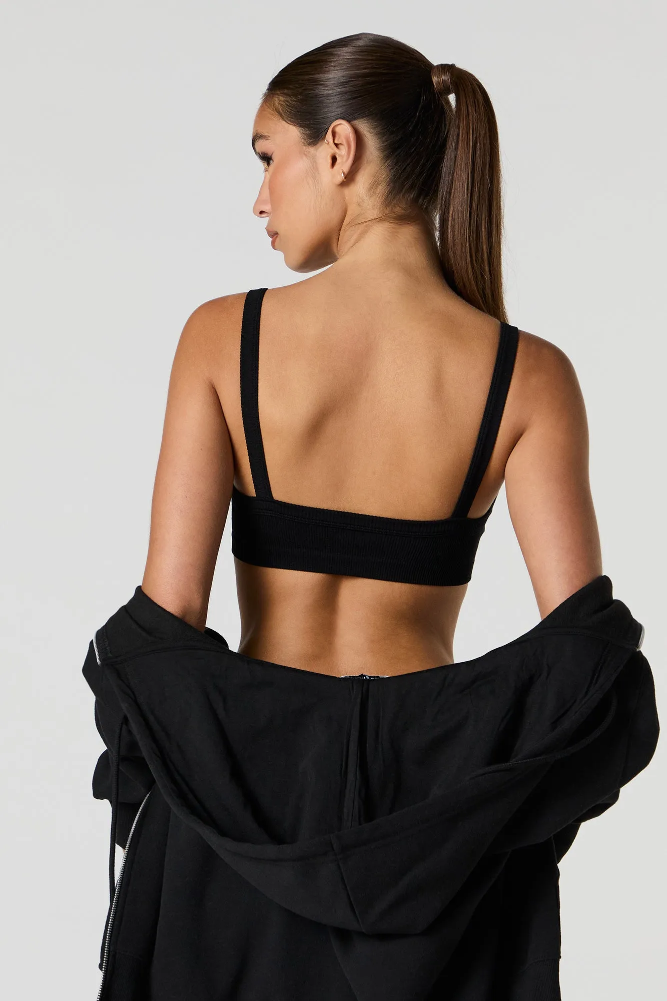 Seamless Ribbed Cropped Tank with Built-In Bra Cups sold by Charlotte Russe product image thumbnail 5
