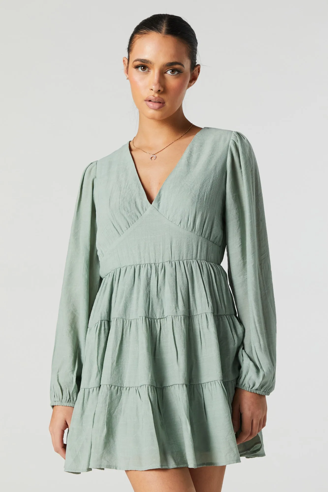 V-Neck Tiered Mini Dress sold by Charlotte Russe product image thumbnail 4