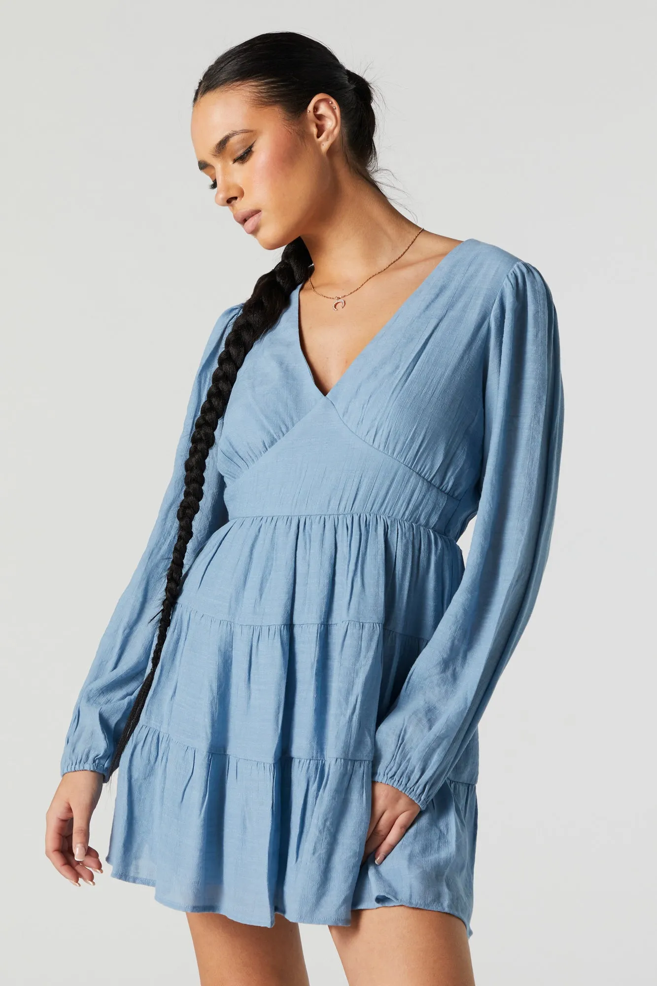 V-Neck Tiered Mini Dress sold by Charlotte Russe