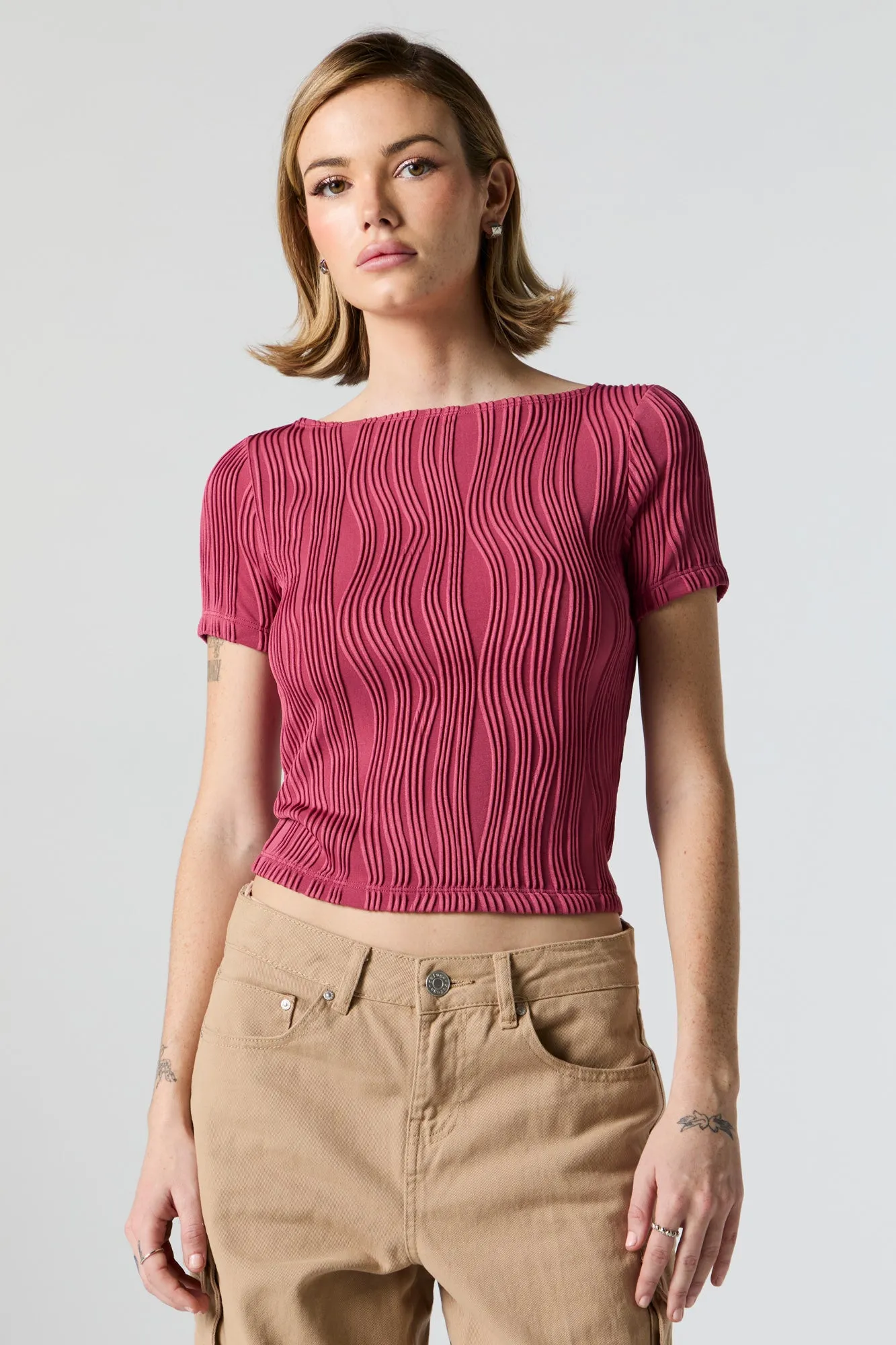 Textured Short Sleeve Top sold by Charlotte Russe product image thumbnail 2