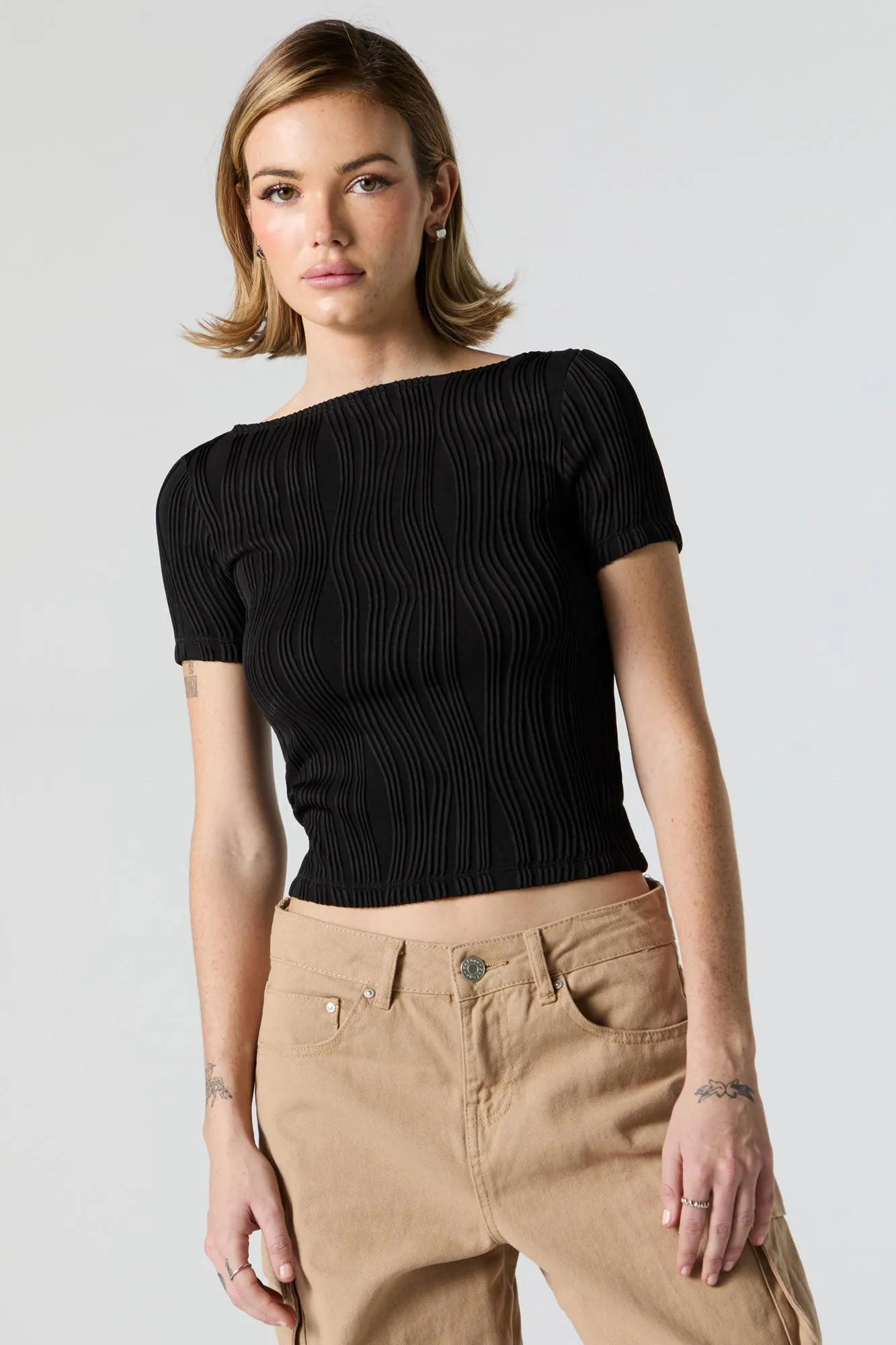 Textured Short Sleeve Top sold by Charlotte Russe product image thumbnail 5