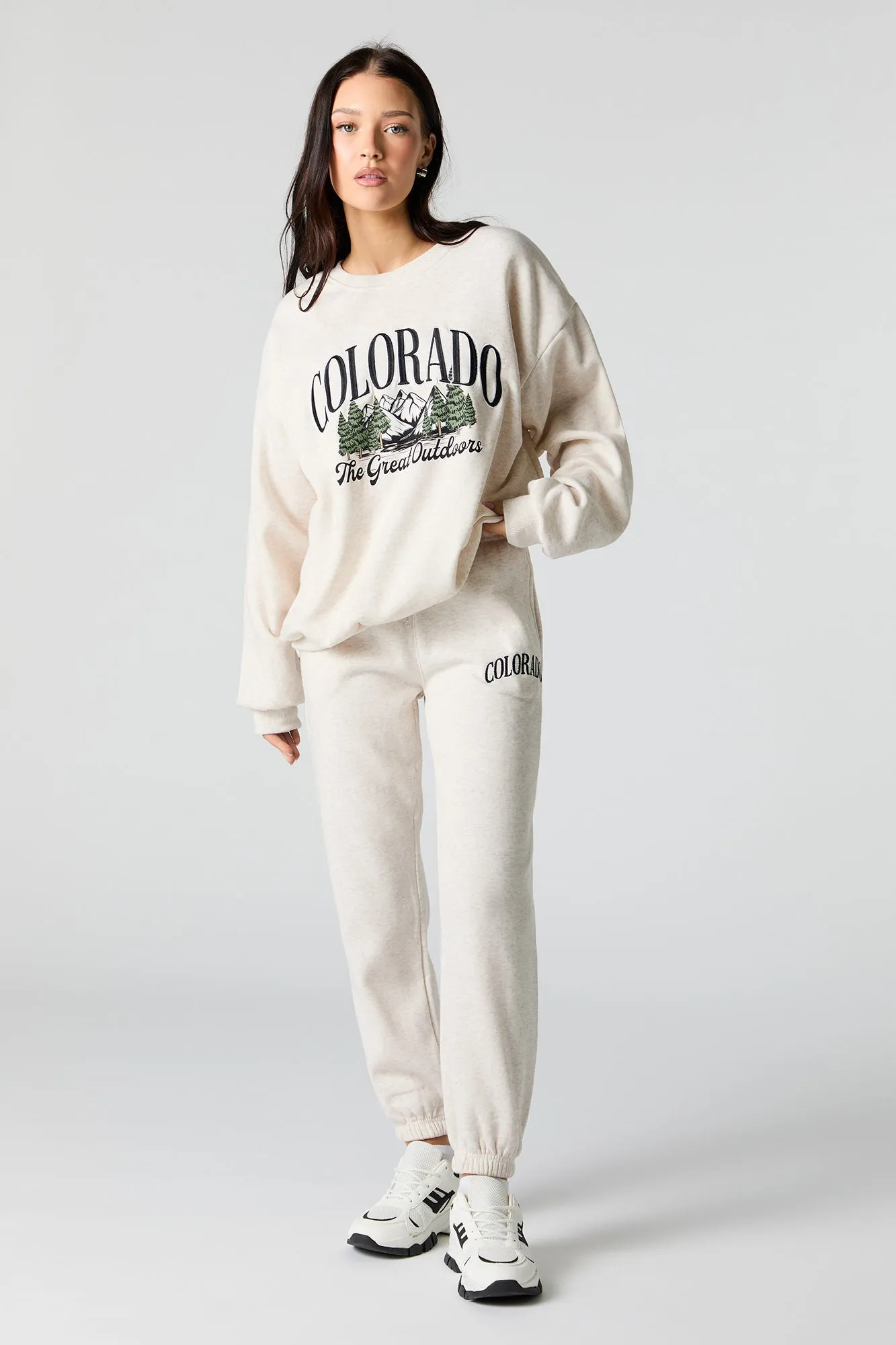 Oversized Destination Embroidered Fleece Sweatshirt sold by Charlotte Russe product image thumbnail 3