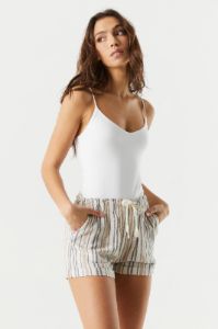 Striped Linen Drawstring Short sold by Charlotte Russe