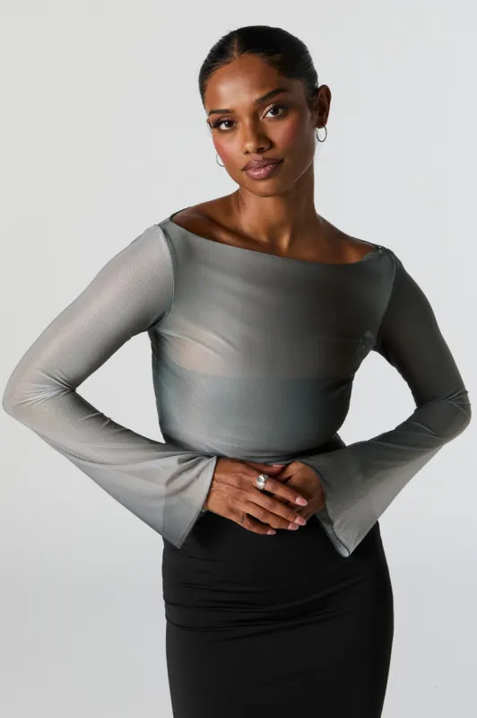Mesh Bell Sleeve Top sold by Charlotte Russe