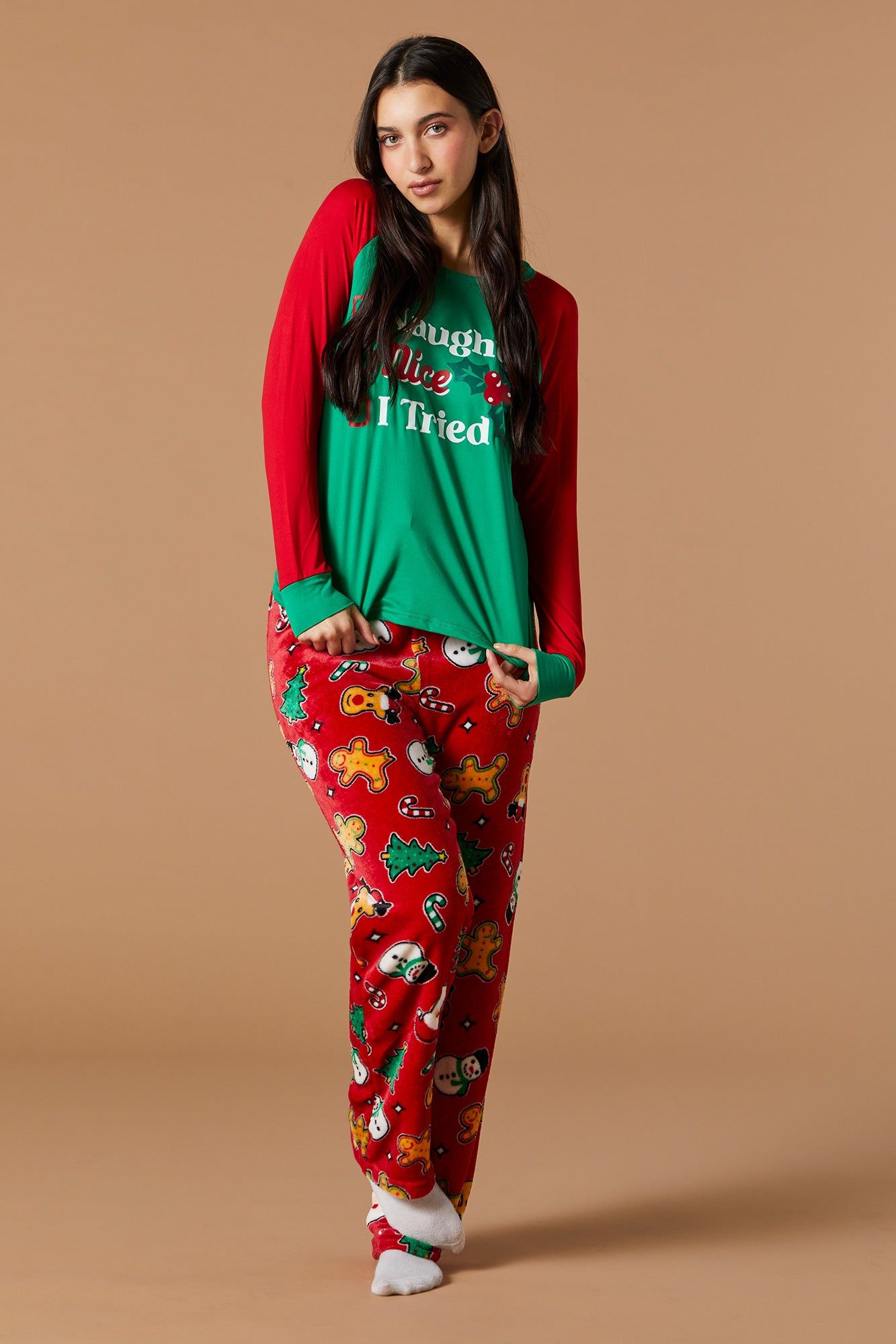 Fammy Jammies Xmas Plush 2 Piece Pajama Set sold by Charlotte Russe product image thumbnail 3