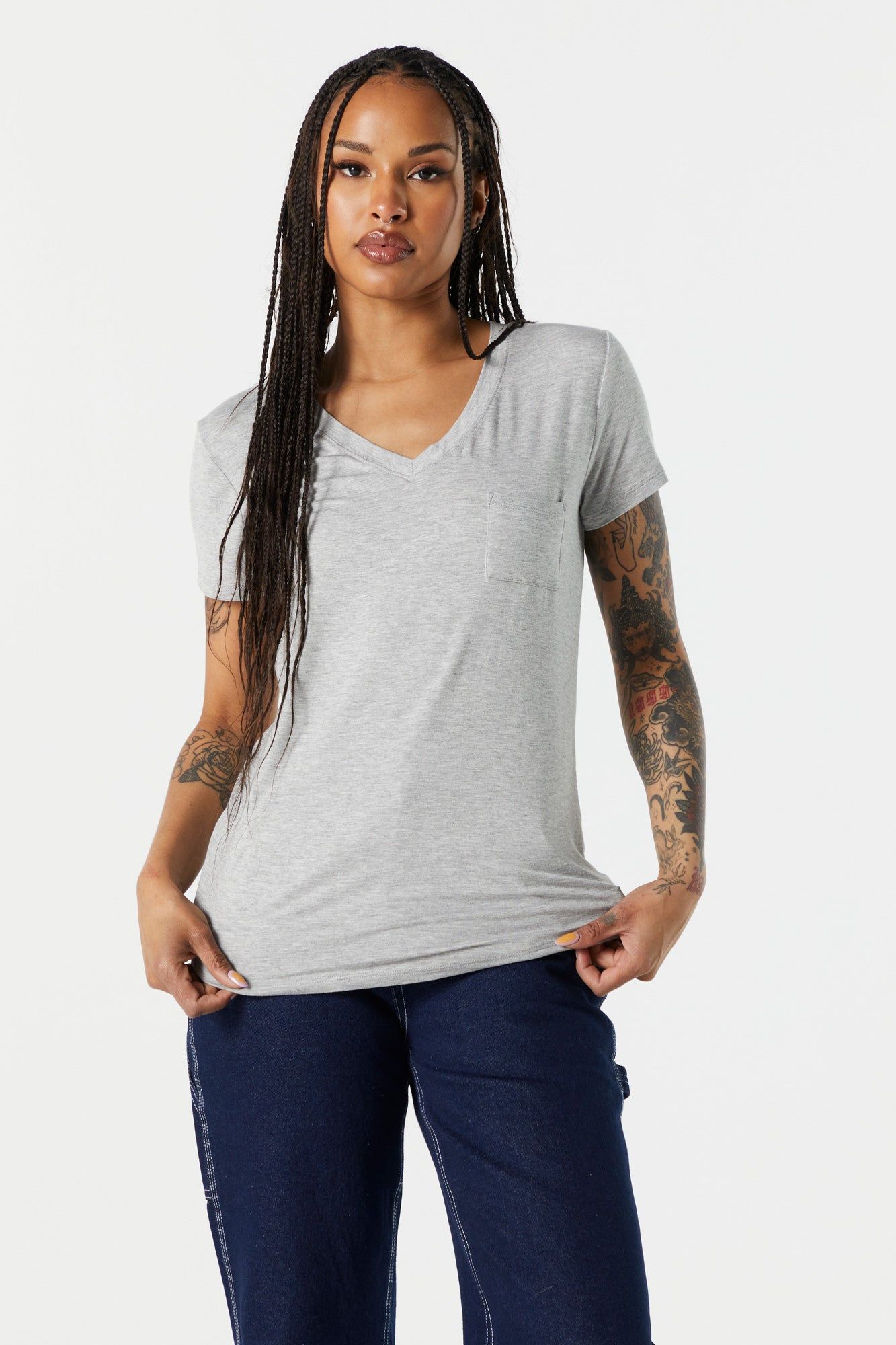 Basic V-Neck Pocket T-Shirt sold by Charlotte Russe product image thumbnail 4
