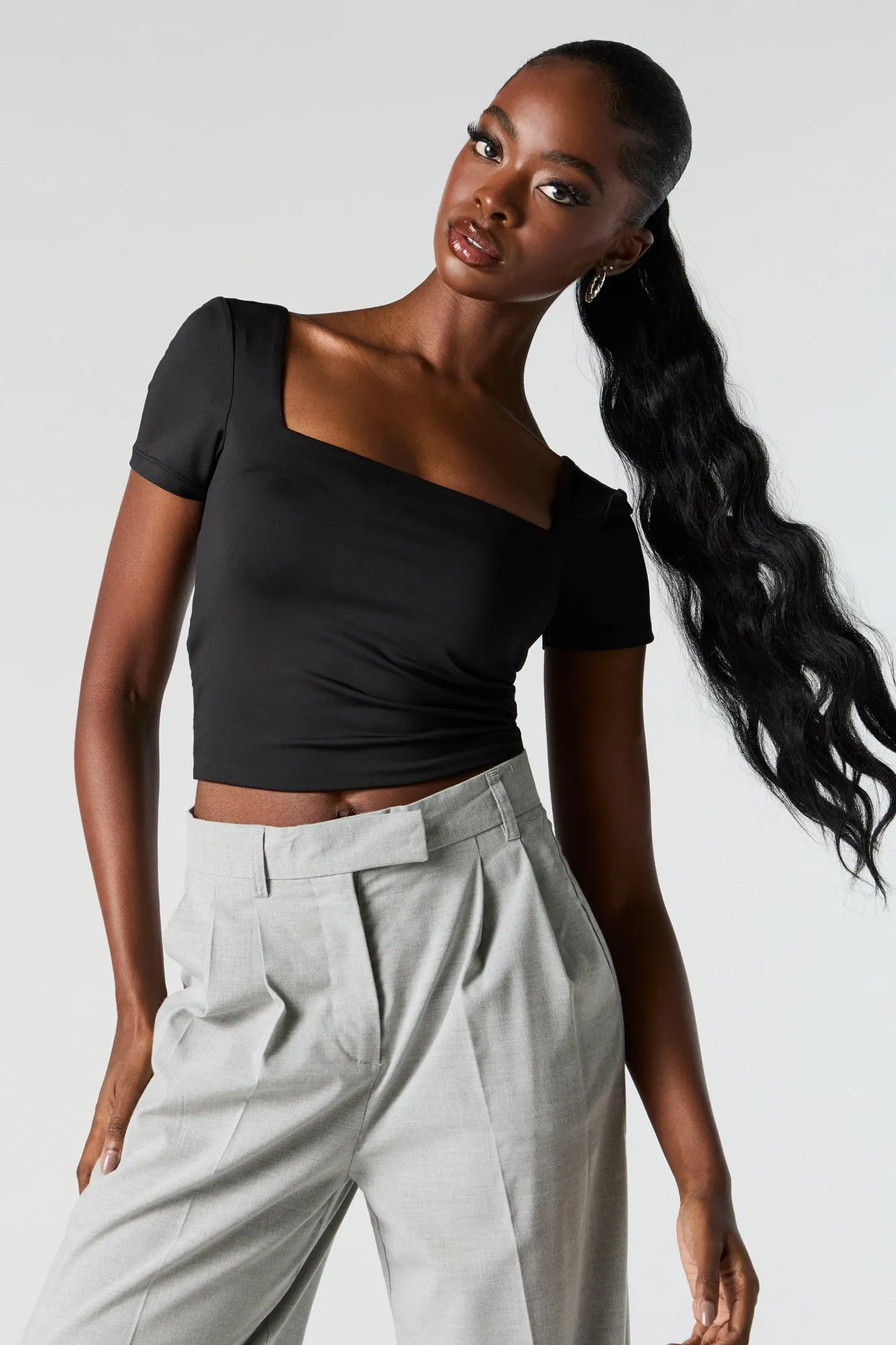 Contour Square Neck Cropped T-Shirt sold by Charlotte Russe product image thumbnail 4