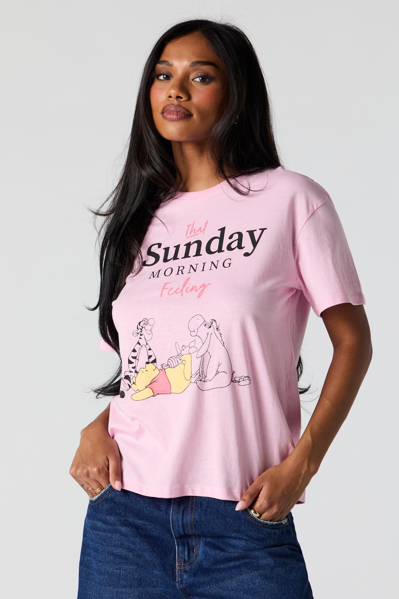 Sunday Winnie the Pooh Graphic Boyfriend T-Shirt sold by Charlotte Russe product image thumbnail 2