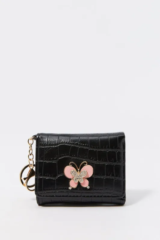 Faux-Leather Croc Embossed Butterfly Charm Wallet sold by Charlotte Russe