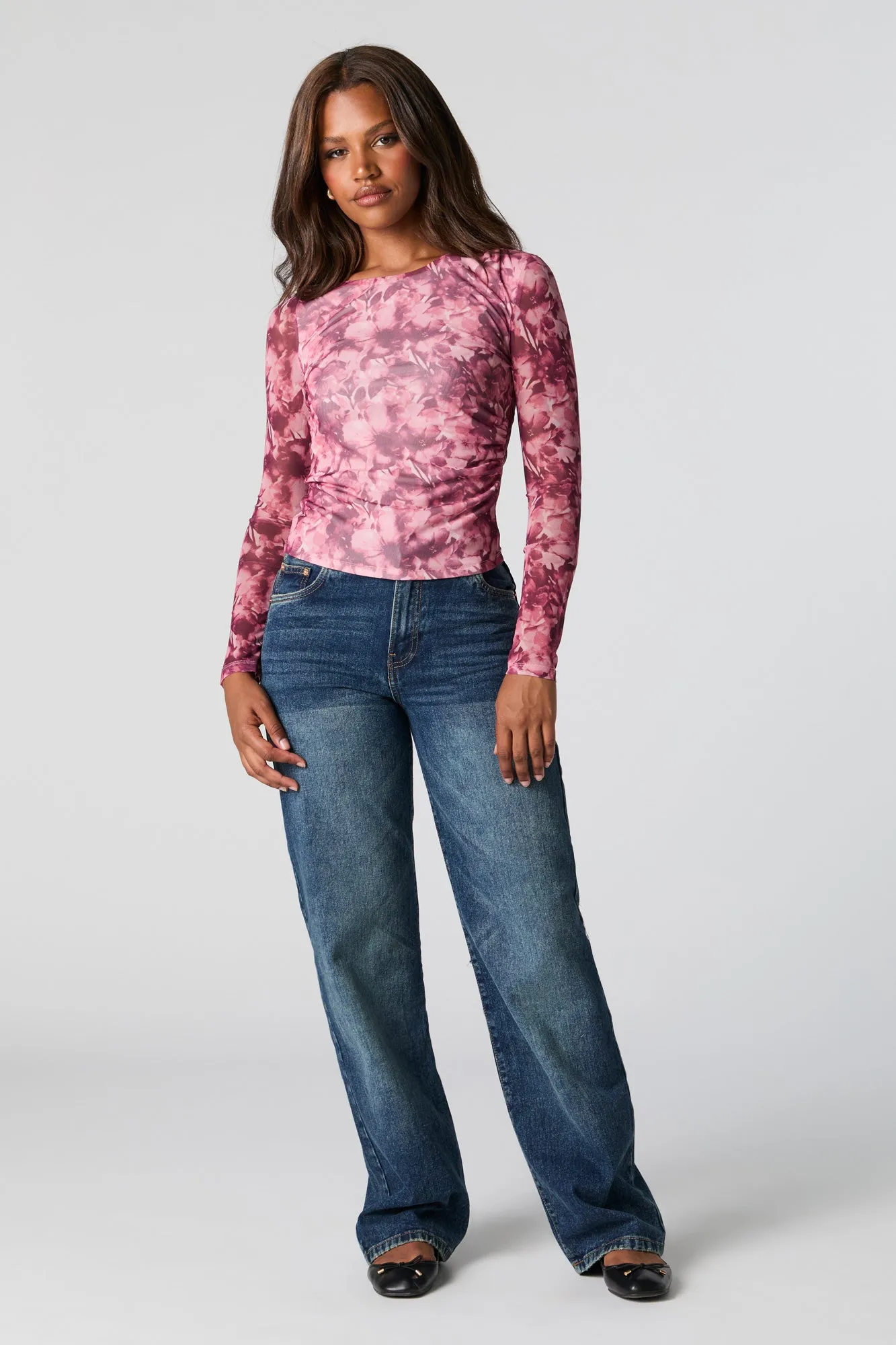 Floral Mesh Long Sleeve Top sold by Charlotte Russe product image thumbnail 3