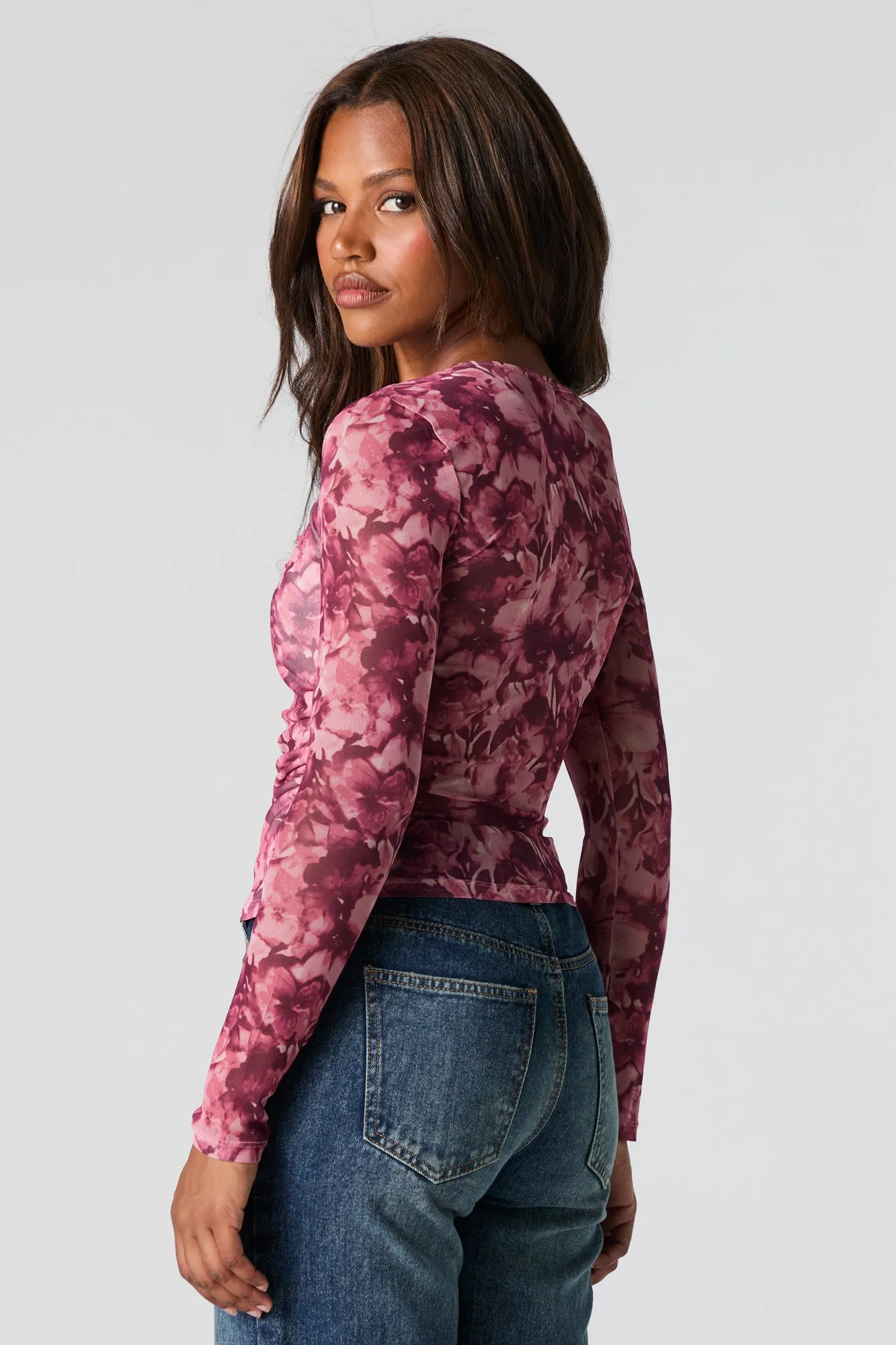Floral Mesh Long Sleeve Top sold by Charlotte Russe product image thumbnail 2