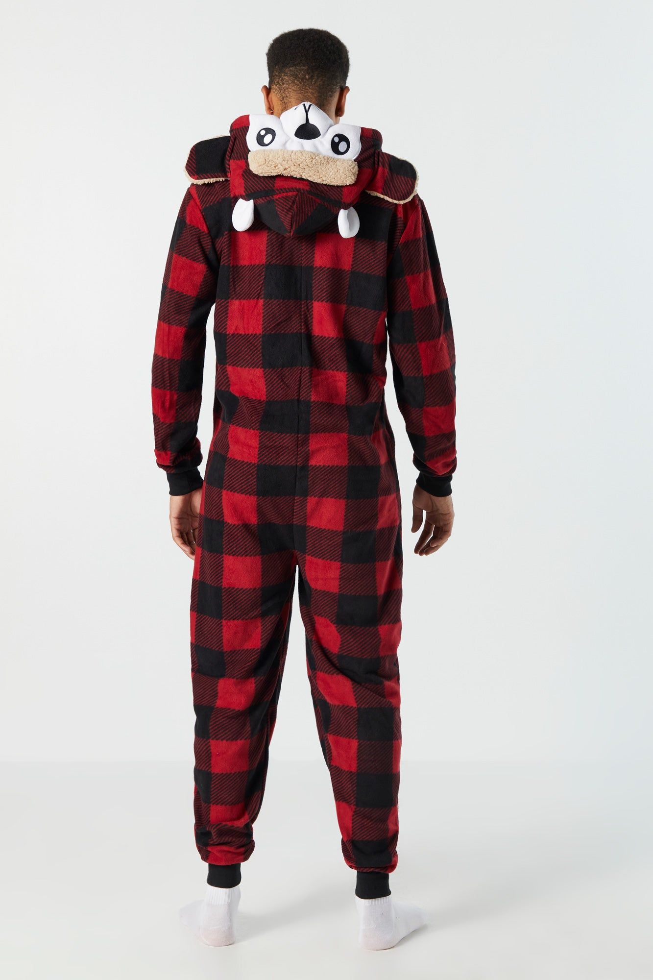 3D Plaid Dog Hood Plush Onesie sold by Charlotte Russe product image thumbnail 3