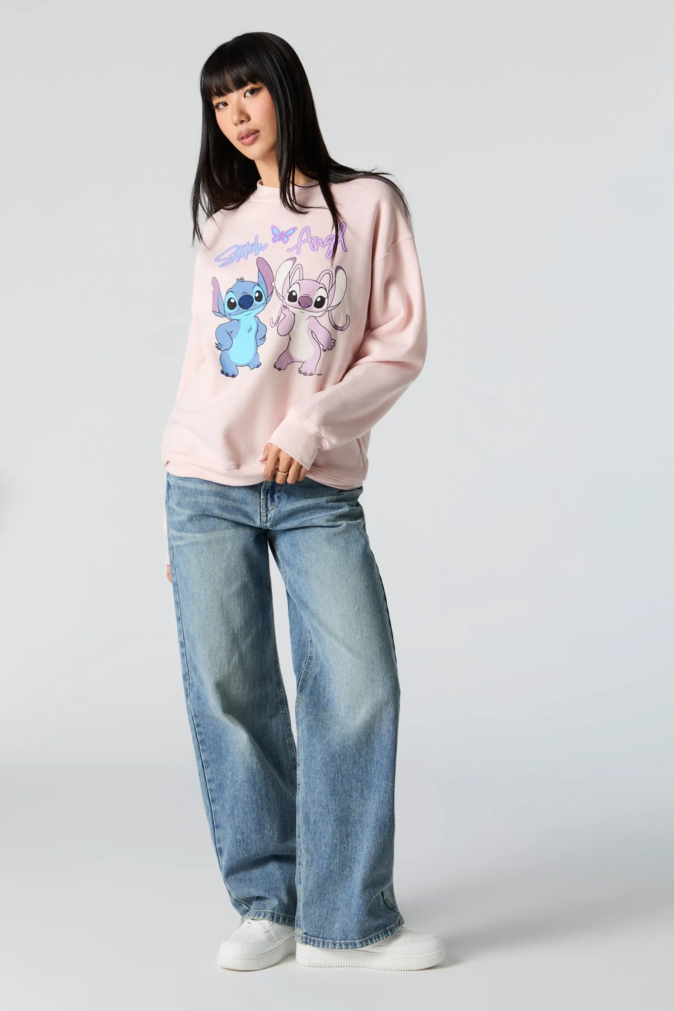 Stitch and Angel Graphic Sweatshirt sold by Charlotte Russe product image thumbnail 3