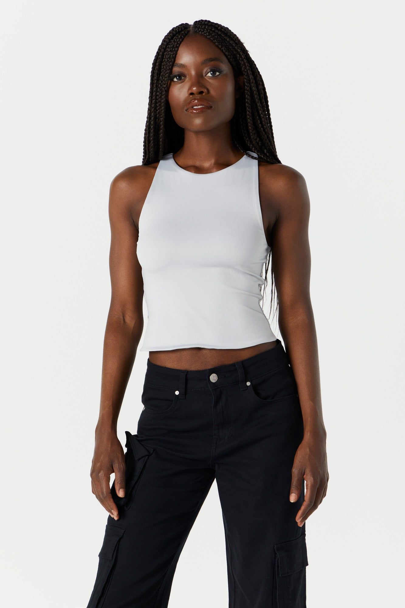 Neutral Contour High Neck Tank sold by Charlotte Russe