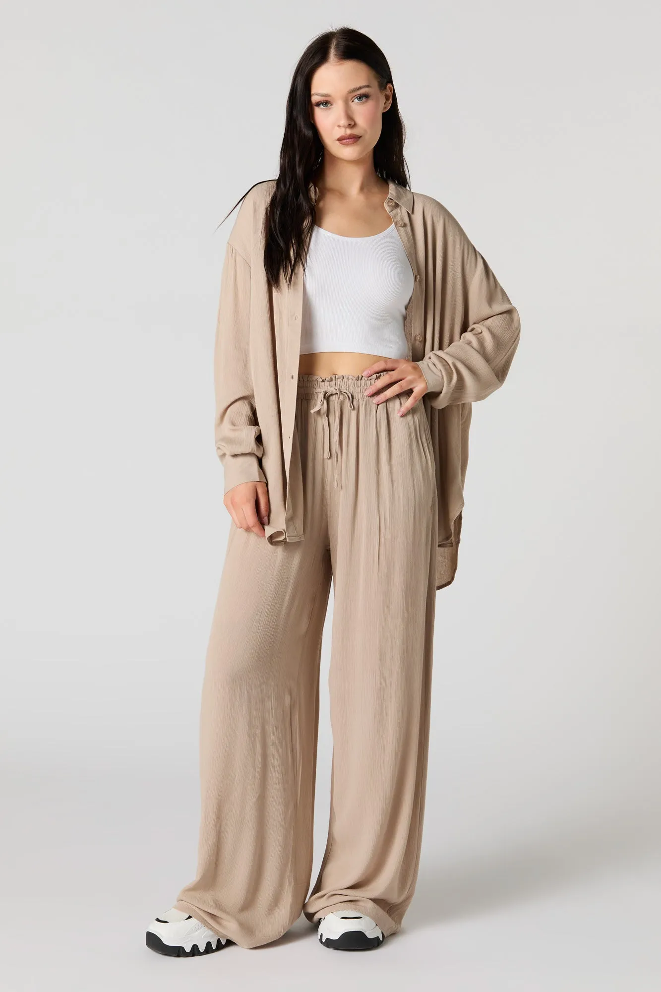 Textured Oversized Button-Up Top sold by Charlotte Russe product image thumbnail 3