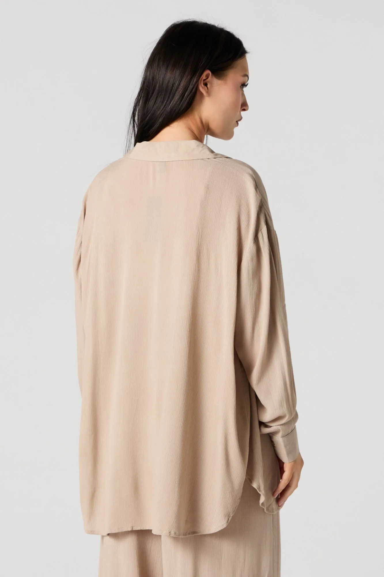Textured Oversized Button-Up Top sold by Charlotte Russe product image thumbnail 2