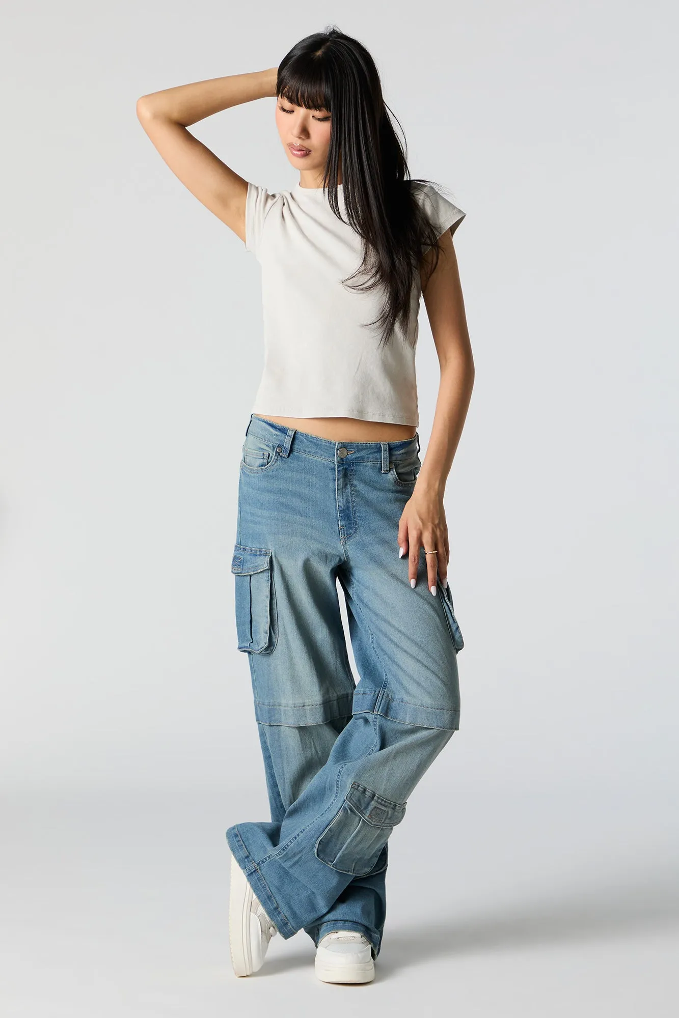 Wide Leg Cargo Jean sold by Charlotte Russe product image thumbnail 5
