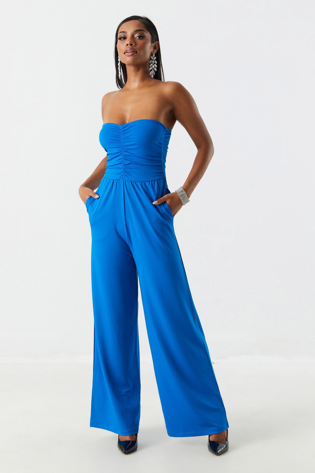 Ruched Strapless Jumpsuit sold by Charlotte Russe