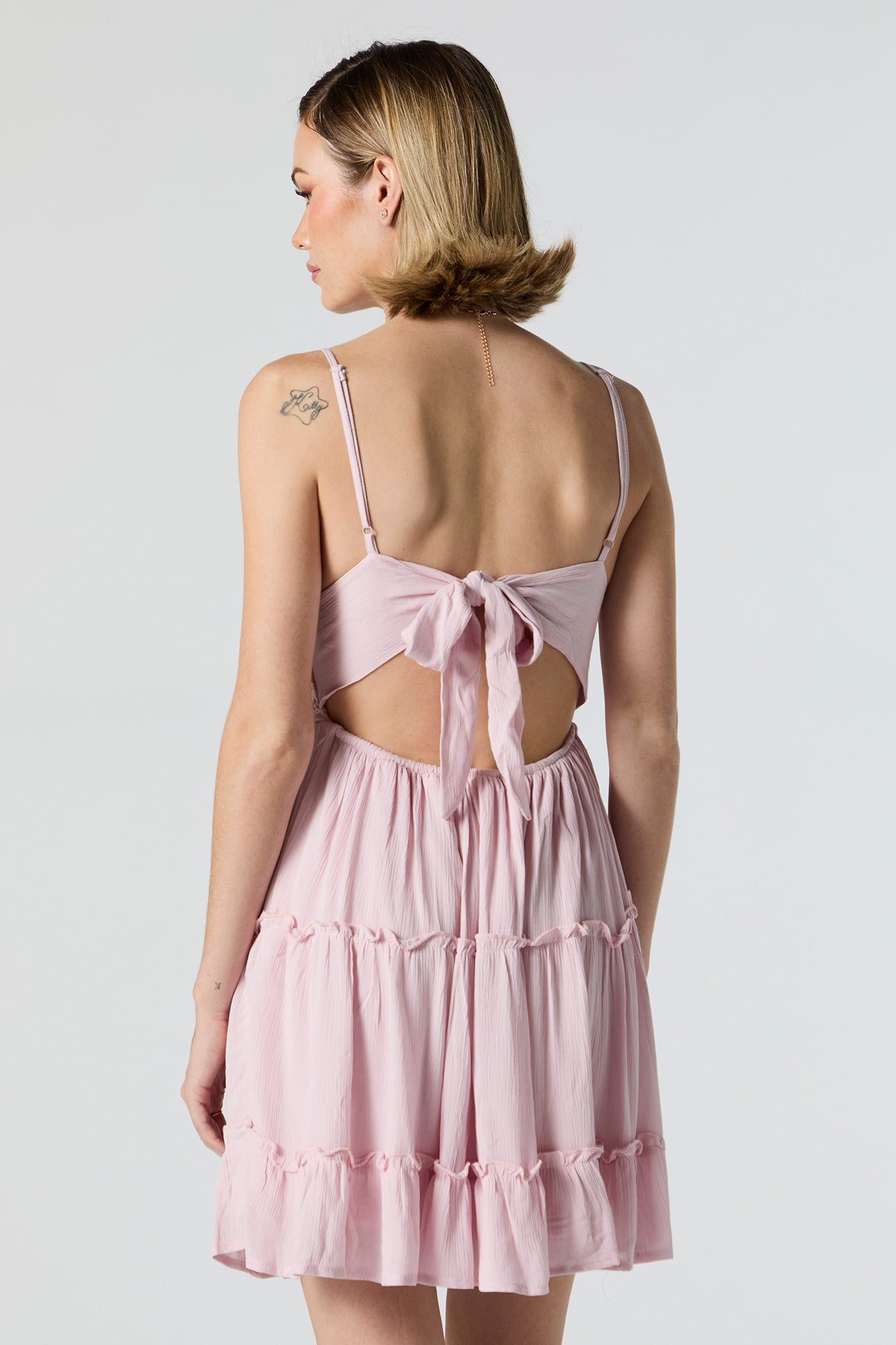 Lace Tie Back Tiered Mini Dress sold by Charlotte Russe product image thumbnail 2