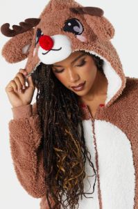 Plush 3D Reindeer Onesie sold by Charlotte Russe
